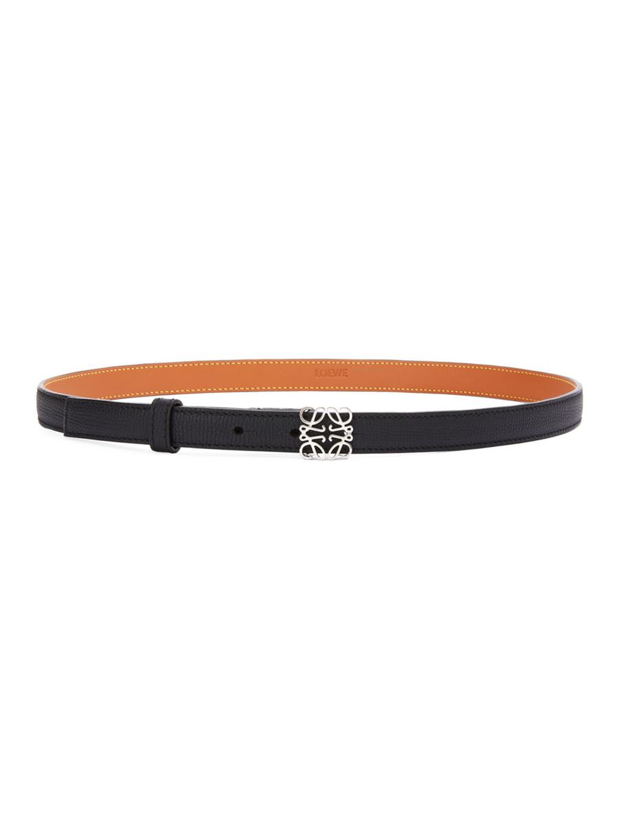 Loewe Women's Anagram Pebbled Leather Belt In White