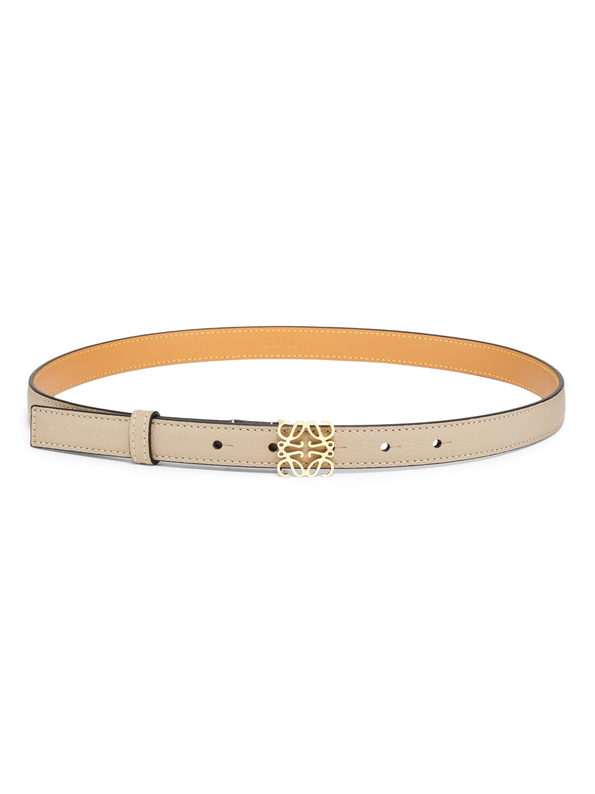 LOEWE Women's Anagram Pebbled Leather Belt - Sand Gold