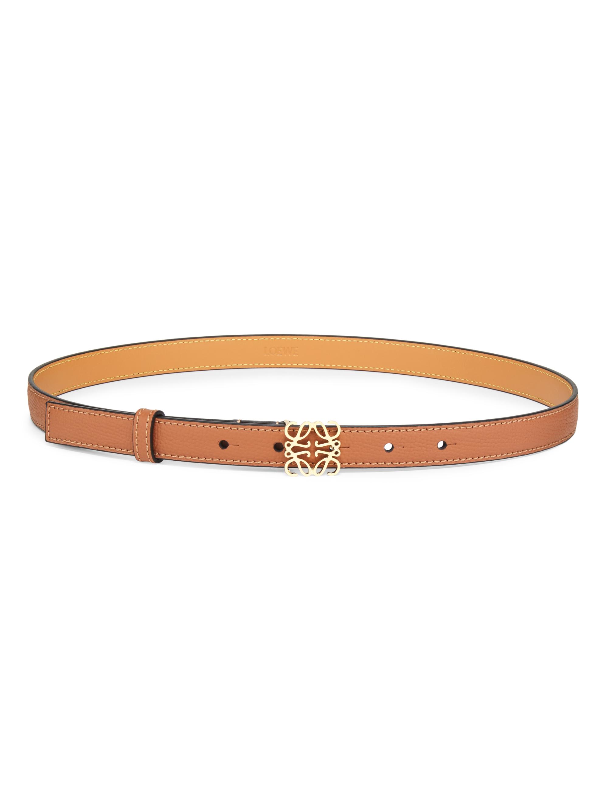 LOEWE Women's Anagram Pebbled Leather Belt - Tan Gold