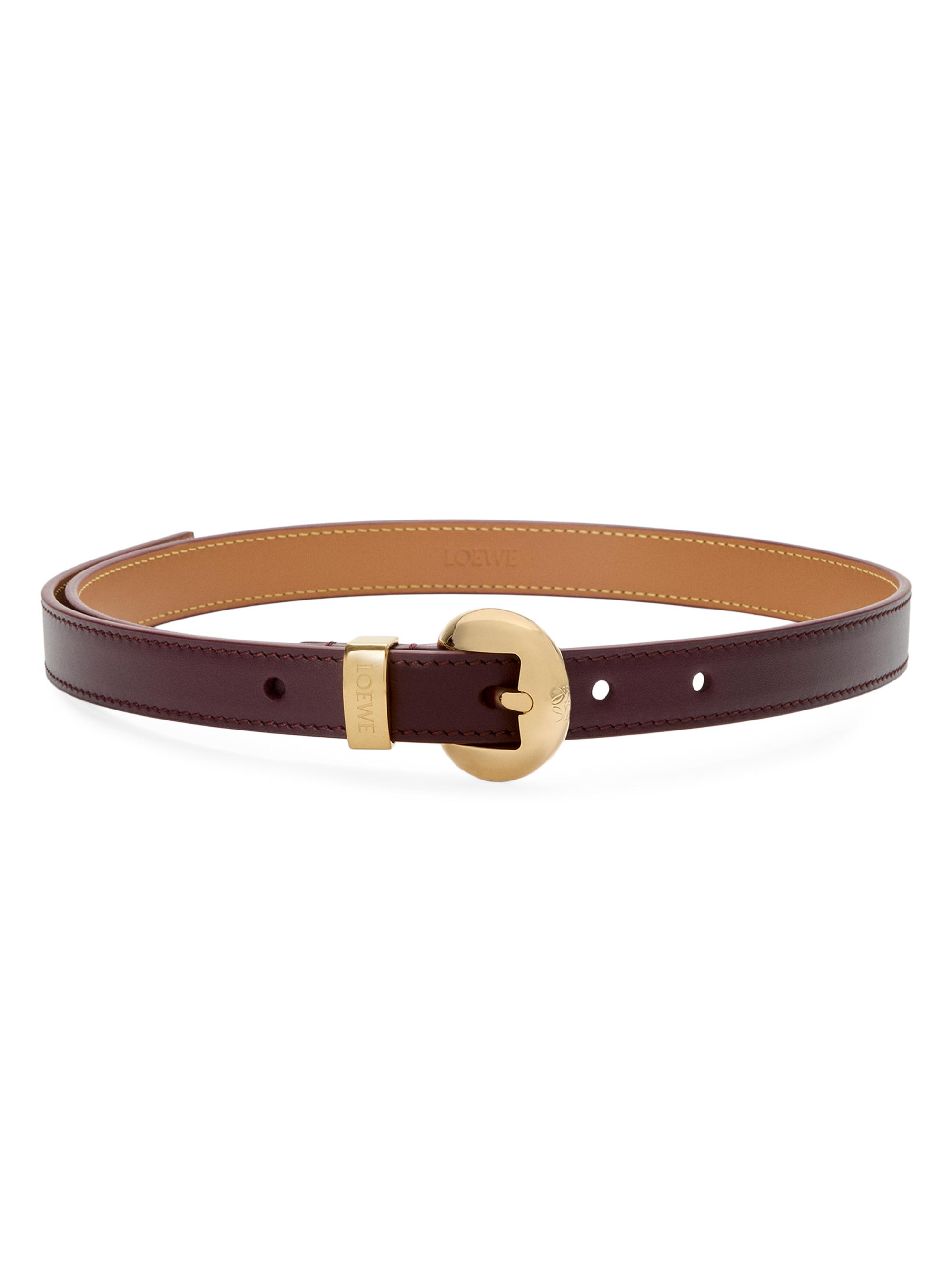 LOEWE Women's Pebble Leather Belt - Burgundy Gold