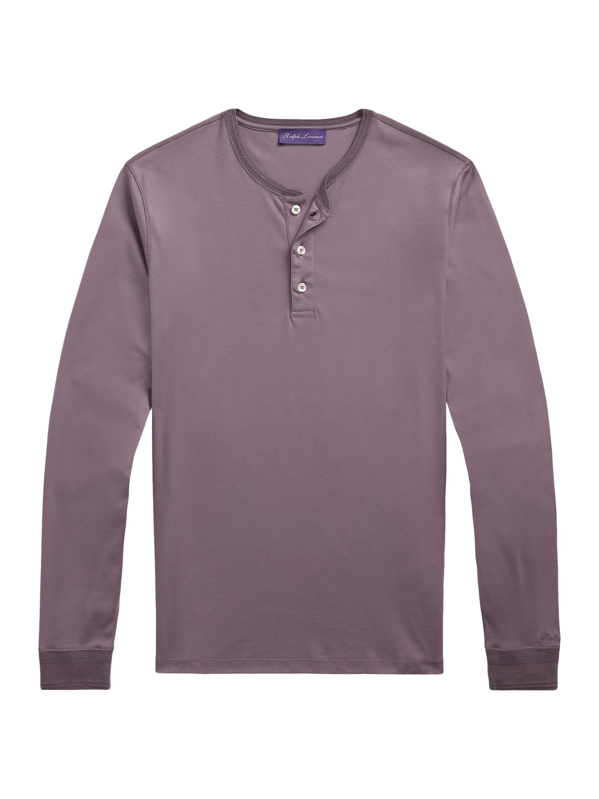 Ralph Lauren Purple Label Men's Interlock Long-Sleeve Henley - Violet Melange