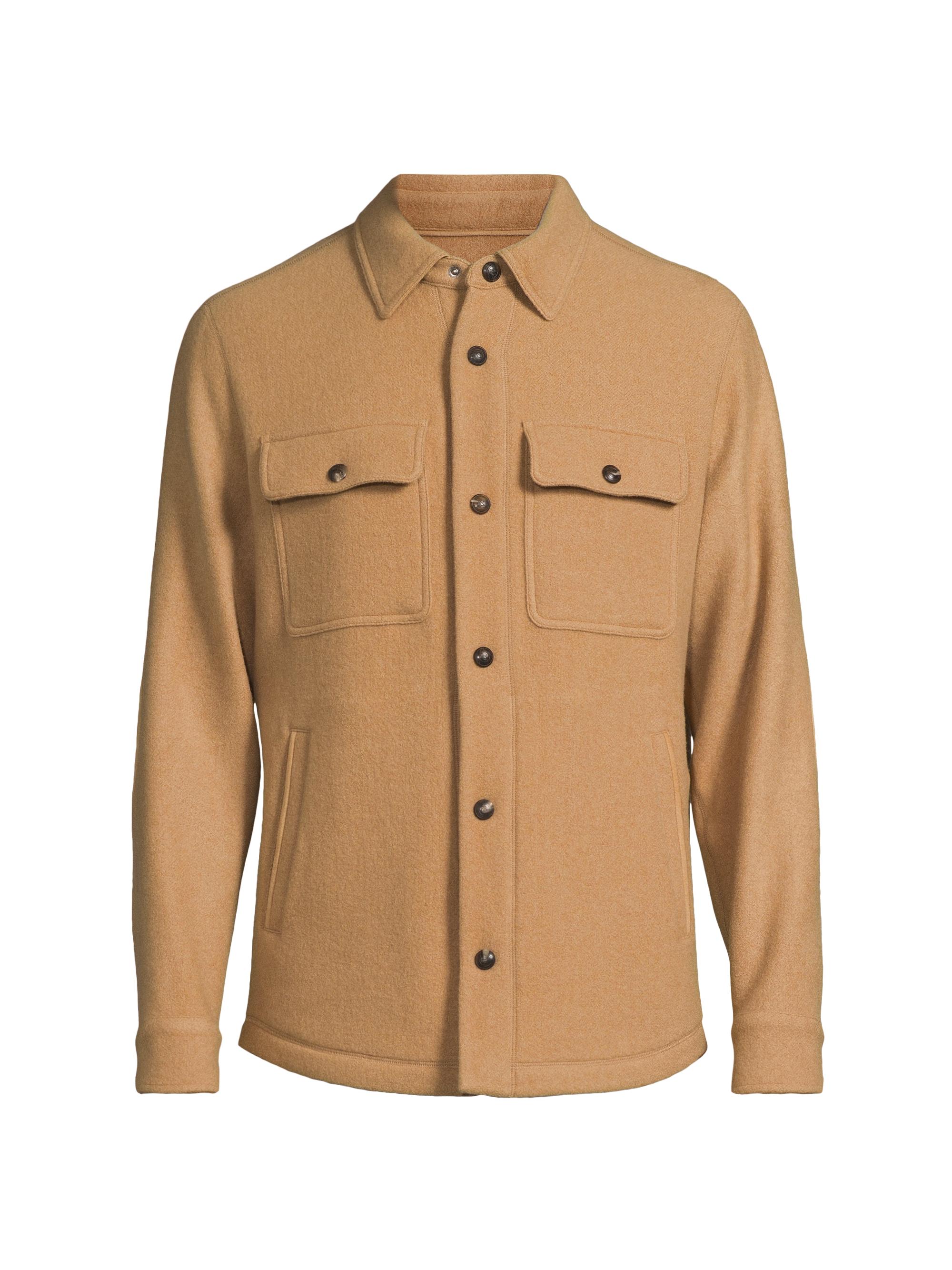 Ralph Lauren Purple Label Men's Cashmere-Wool Shirt Jacket - Camel Melange