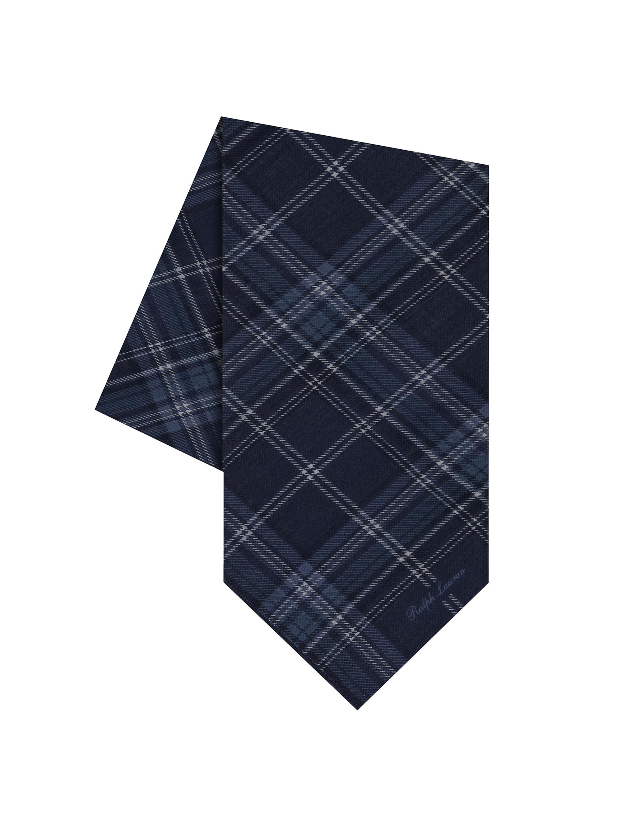 Ralph Lauren Purple Label Men's Plaid Cashmere-Silk Neckerchief - Navy