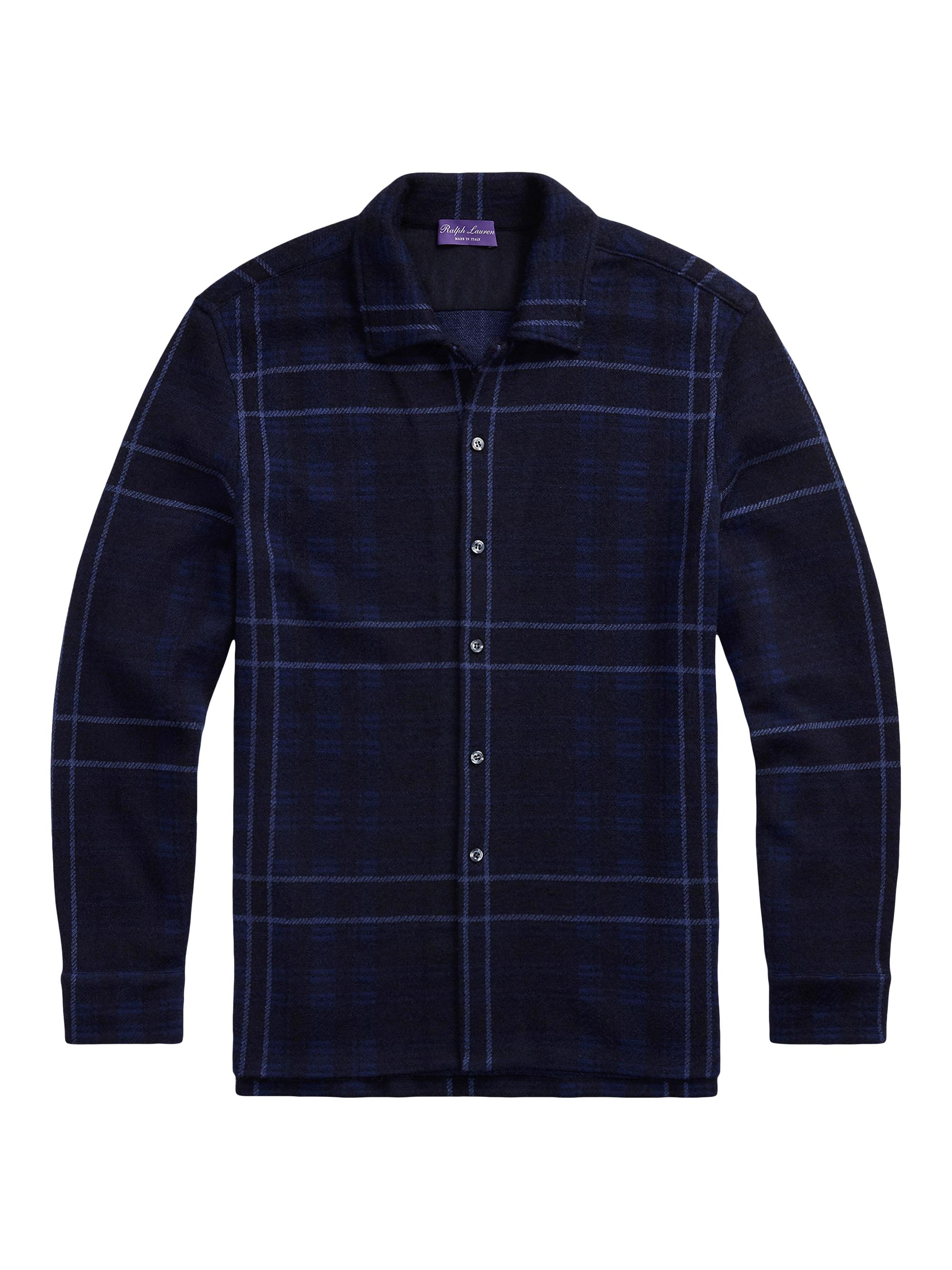 Ralph Lauren Purple Label Windowpane Plaid Cotton Flannel Shirt