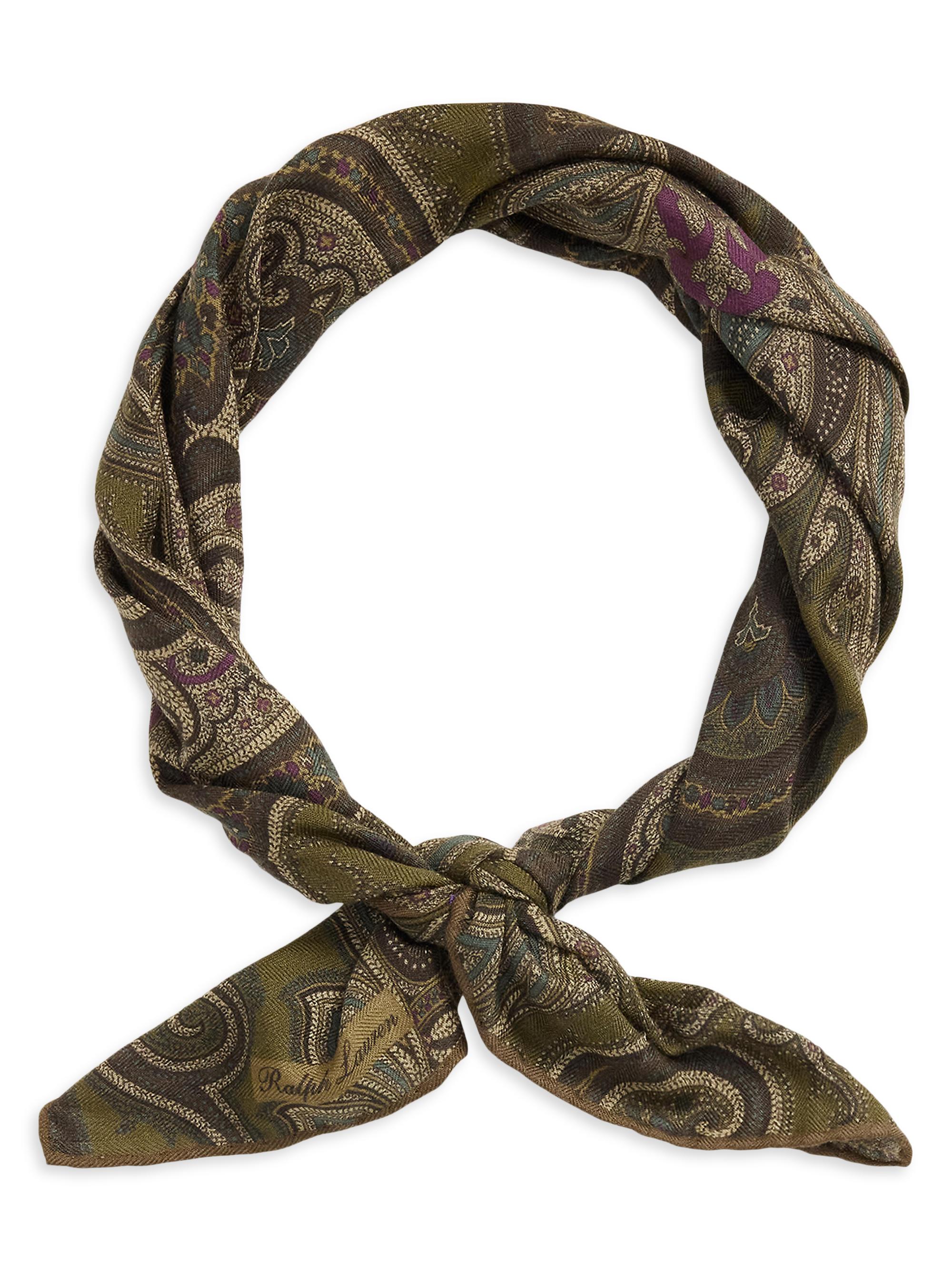 Ralph Lauren Purple Label Men's Paisley Cashmere-Silk Neckerchief - Sage Multi