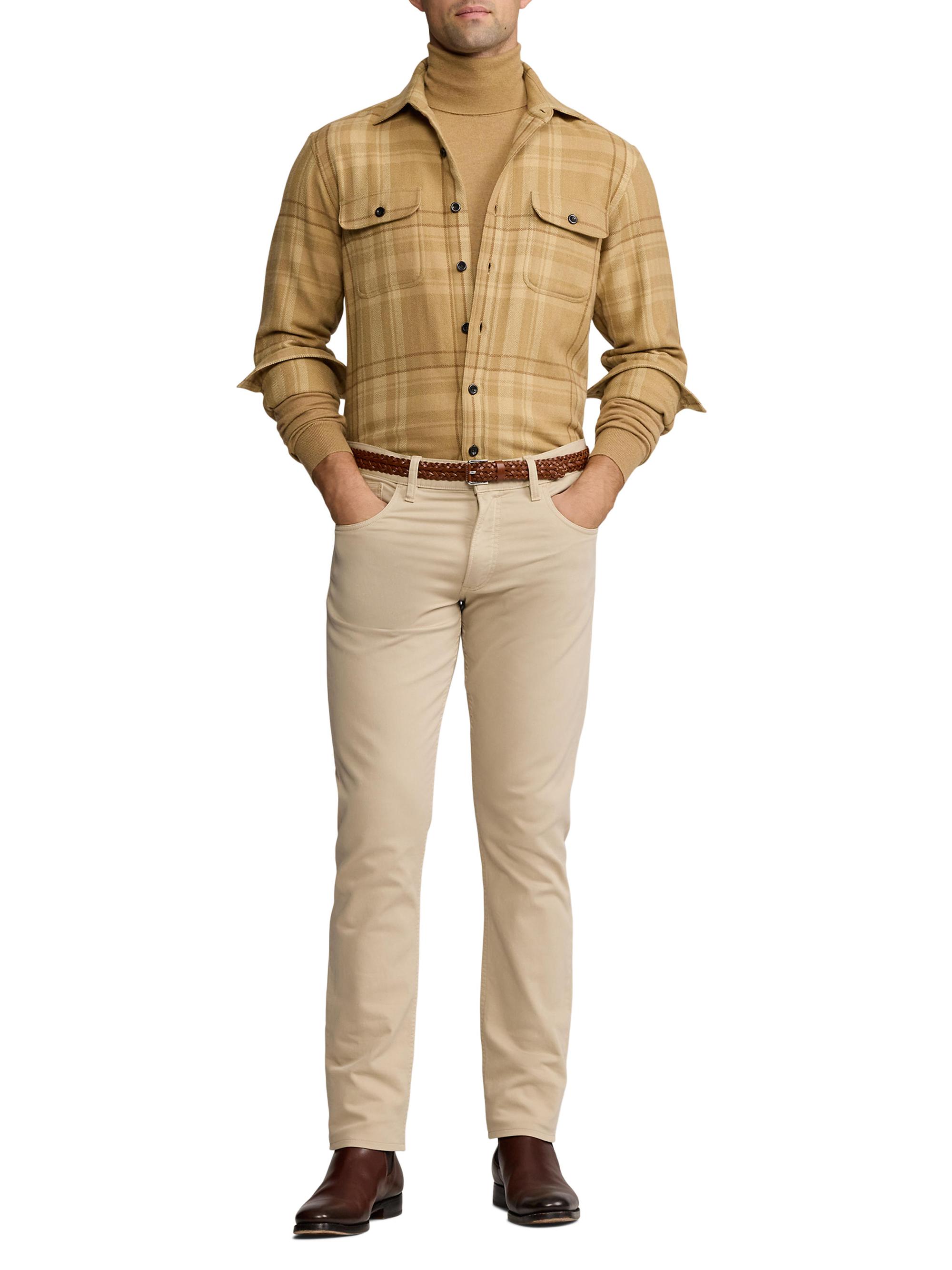 Ralph Lauren Purple Label Men's Wool-Cashmere Plaid Shirt - Camel