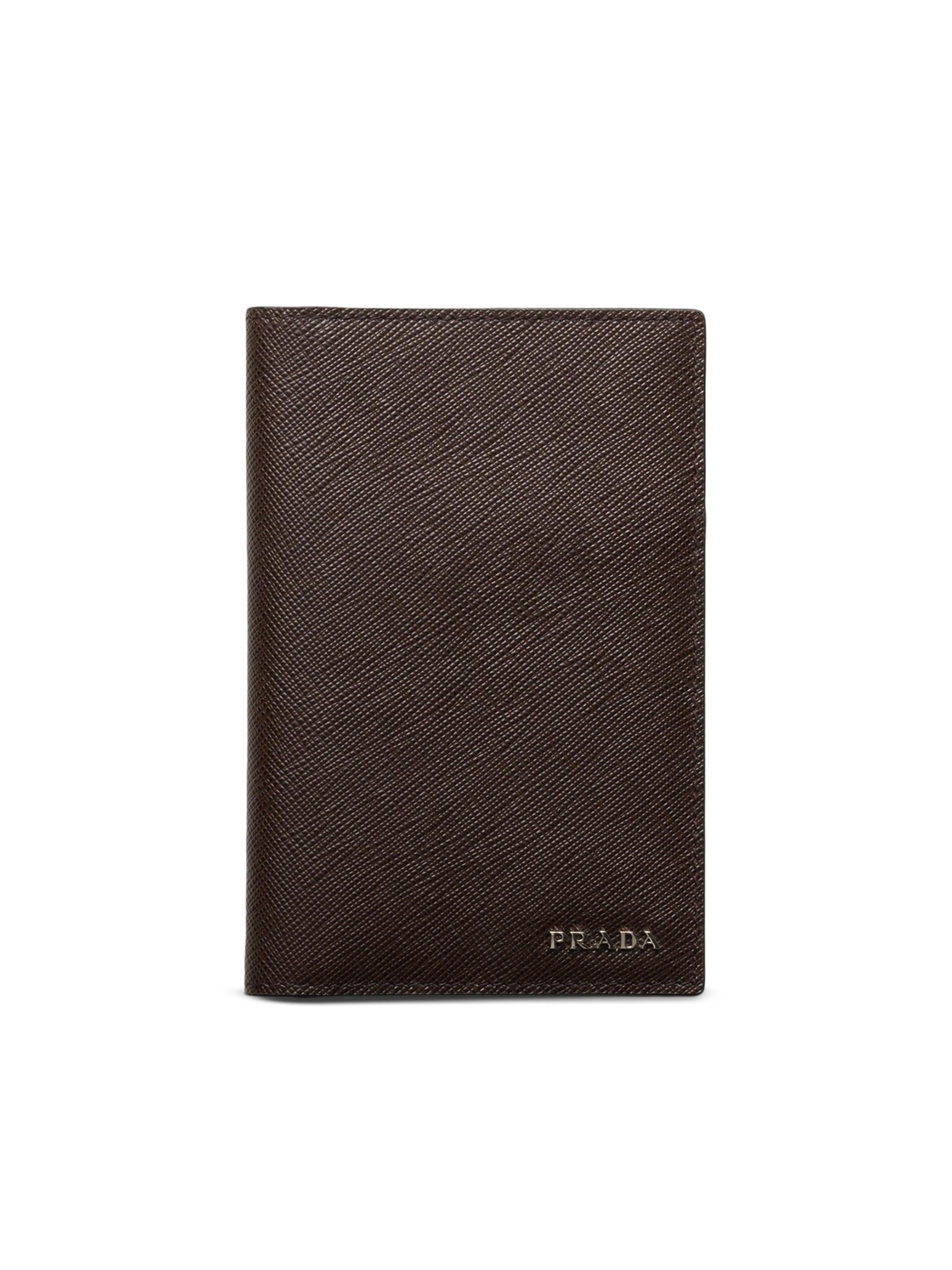 Prada Men's Saffiano Leather Passport Holder - Brown