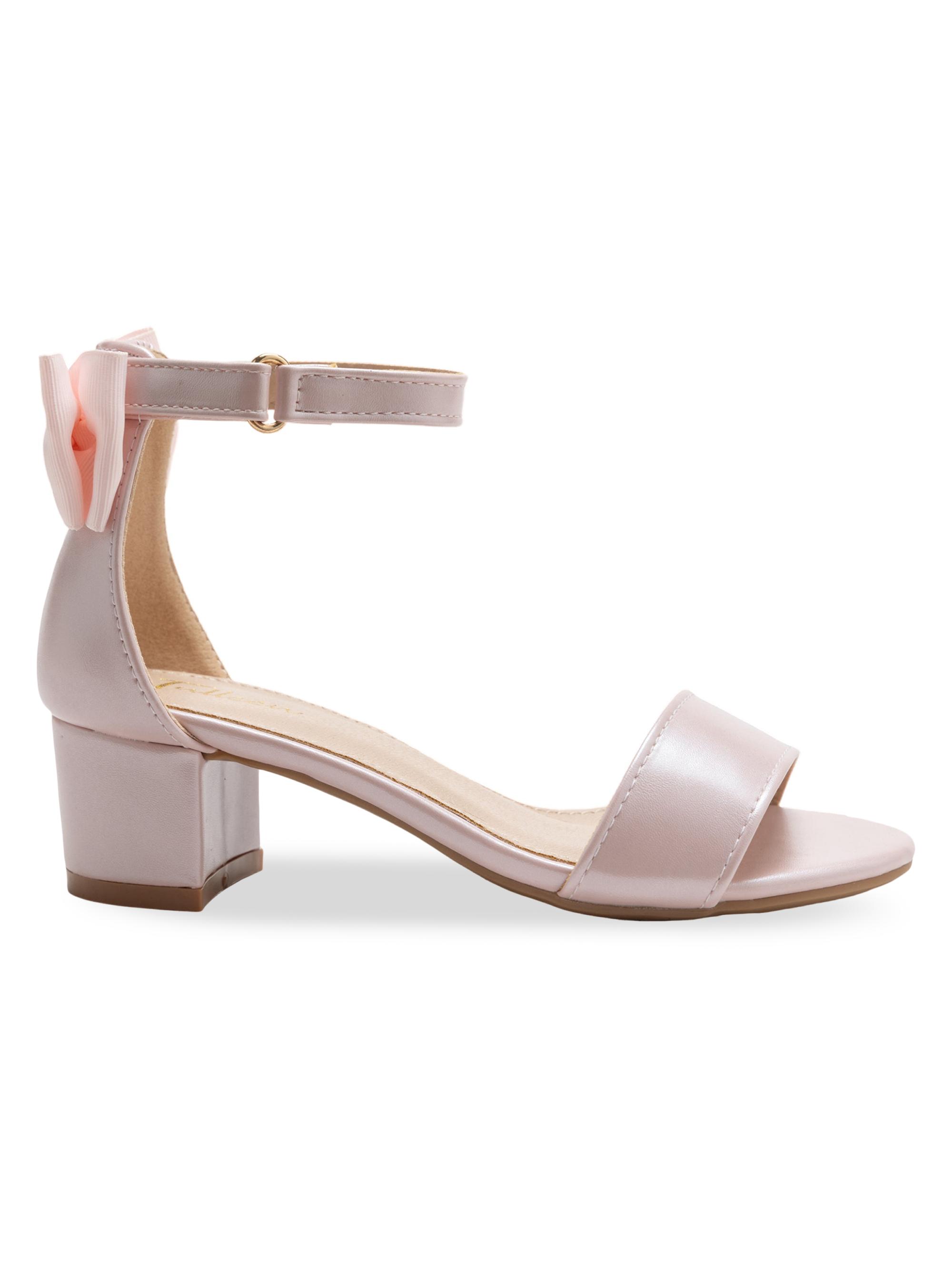 Tulleen Little Girl's and Girl's Satin Banded Block Heels - Pink 7 (Child)