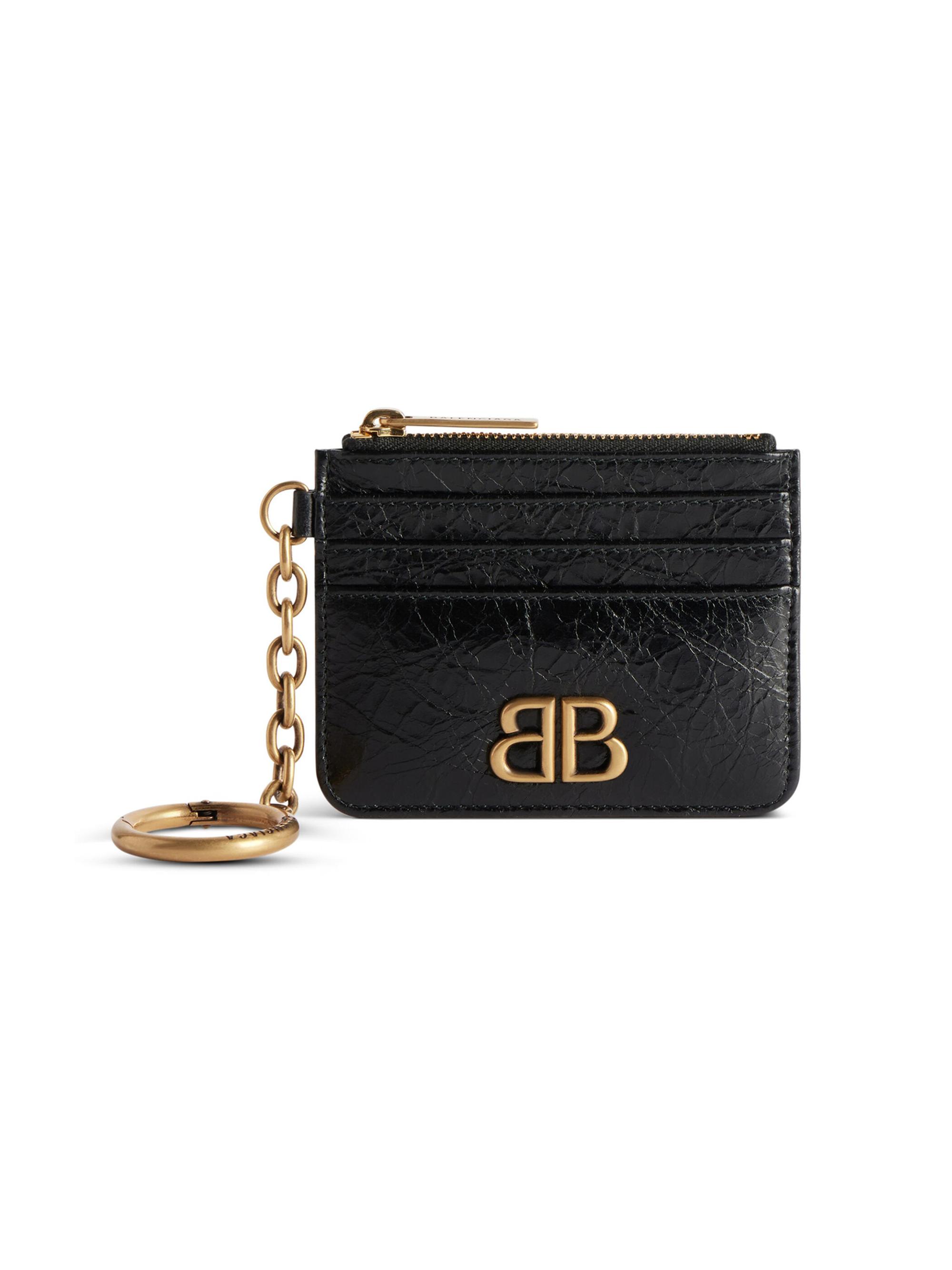 Balenciaga Women's Monaco Card Holder with Keychain - Black