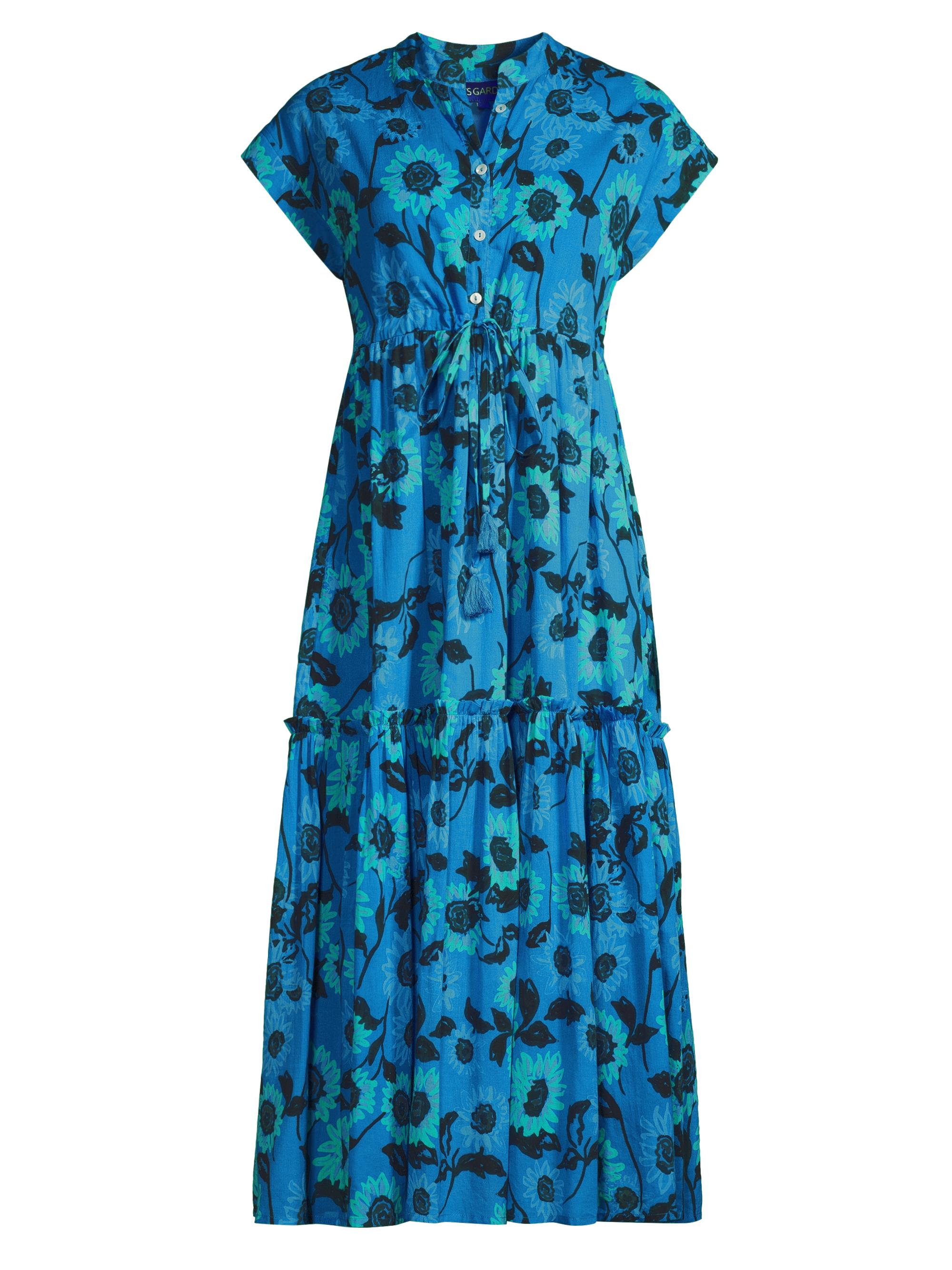 Ro's Garden Women's Mumi Cap Sleeve Midi-Dress - Blue Ortensia
