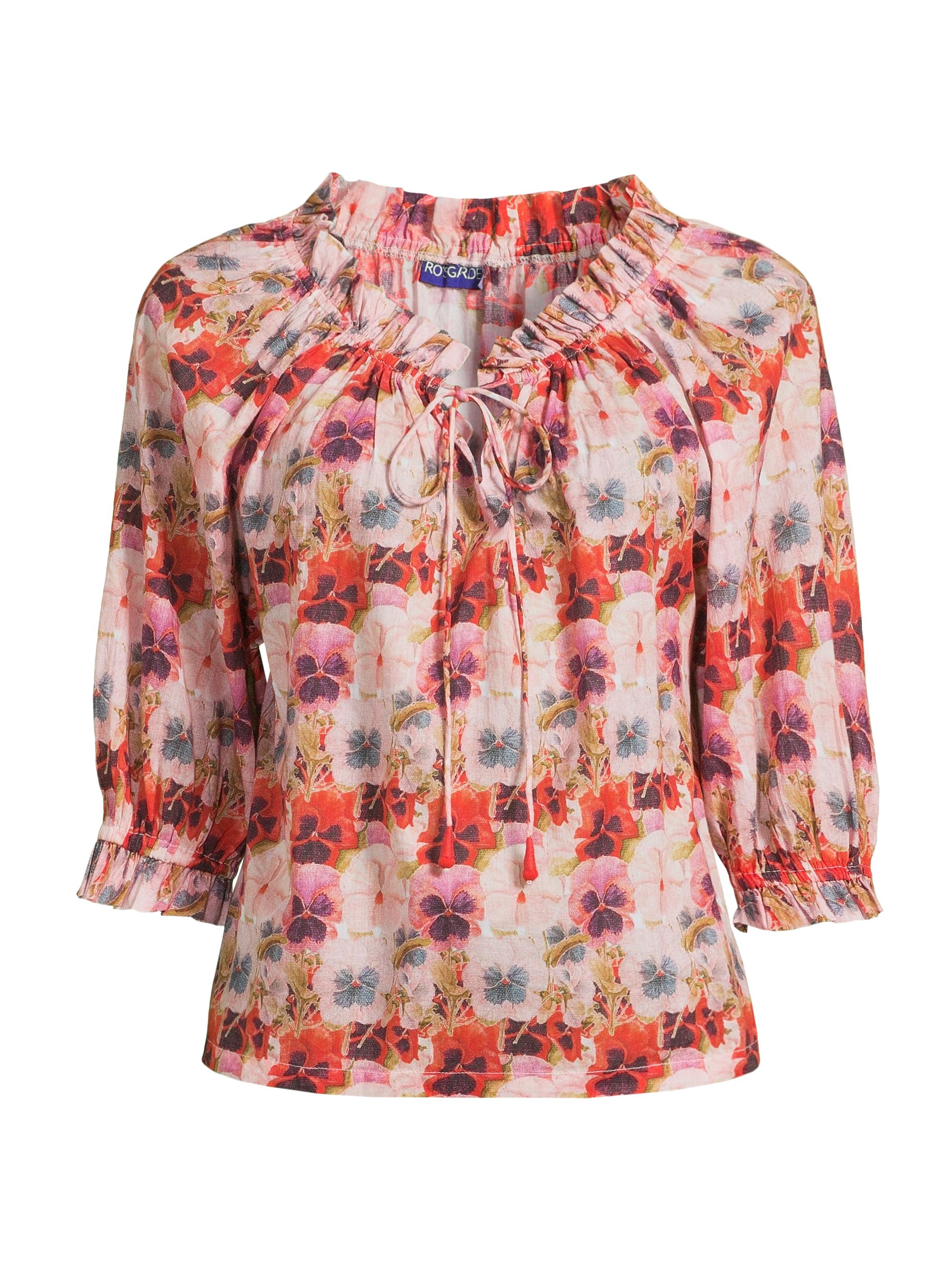 Ro's Garden Women's Havana Floral Cotton Top - Pink Pansy