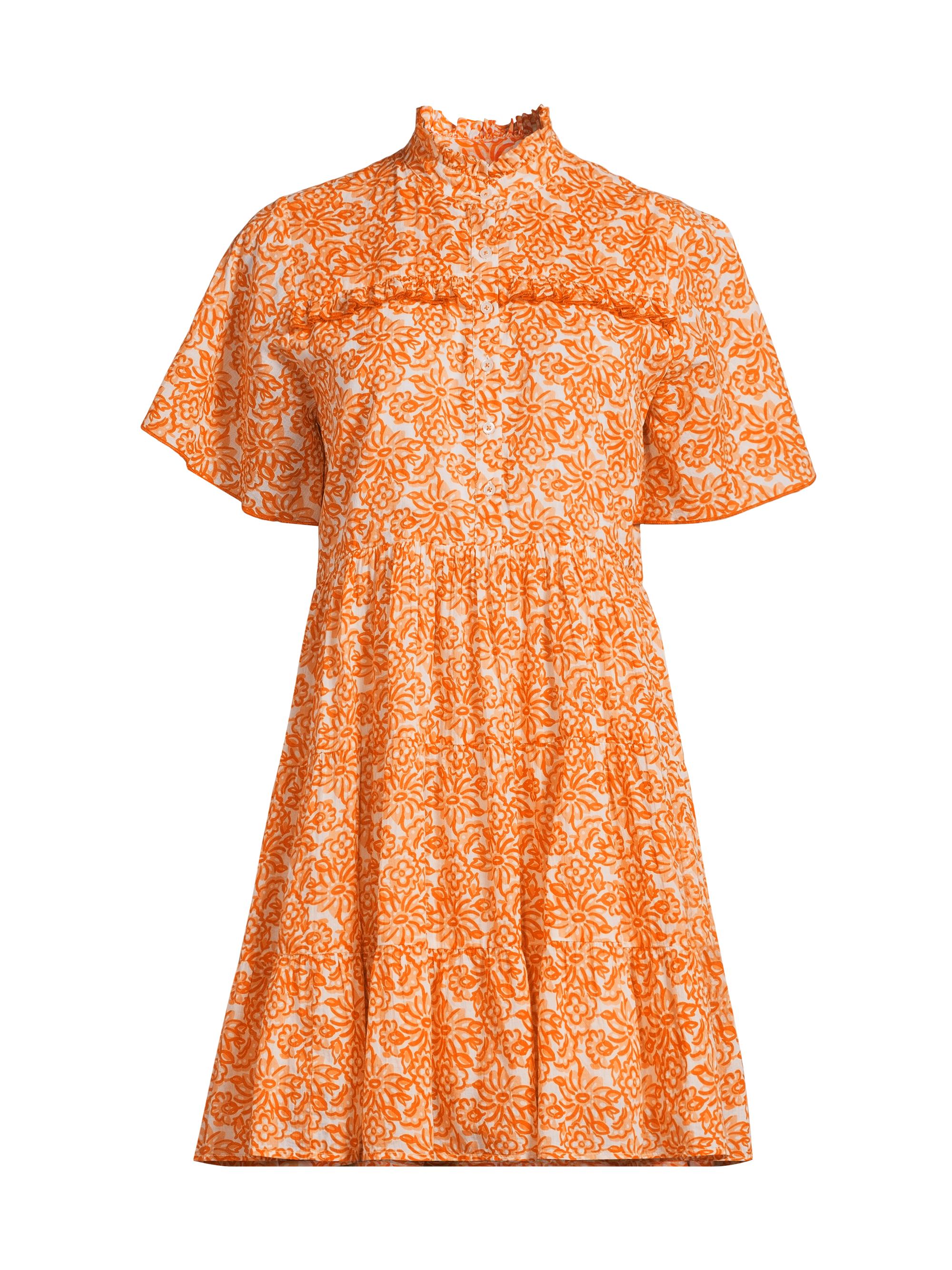 Ro's Garden Women's Vibeka Floral Cotton A-Line Minidress - Orange Panaji