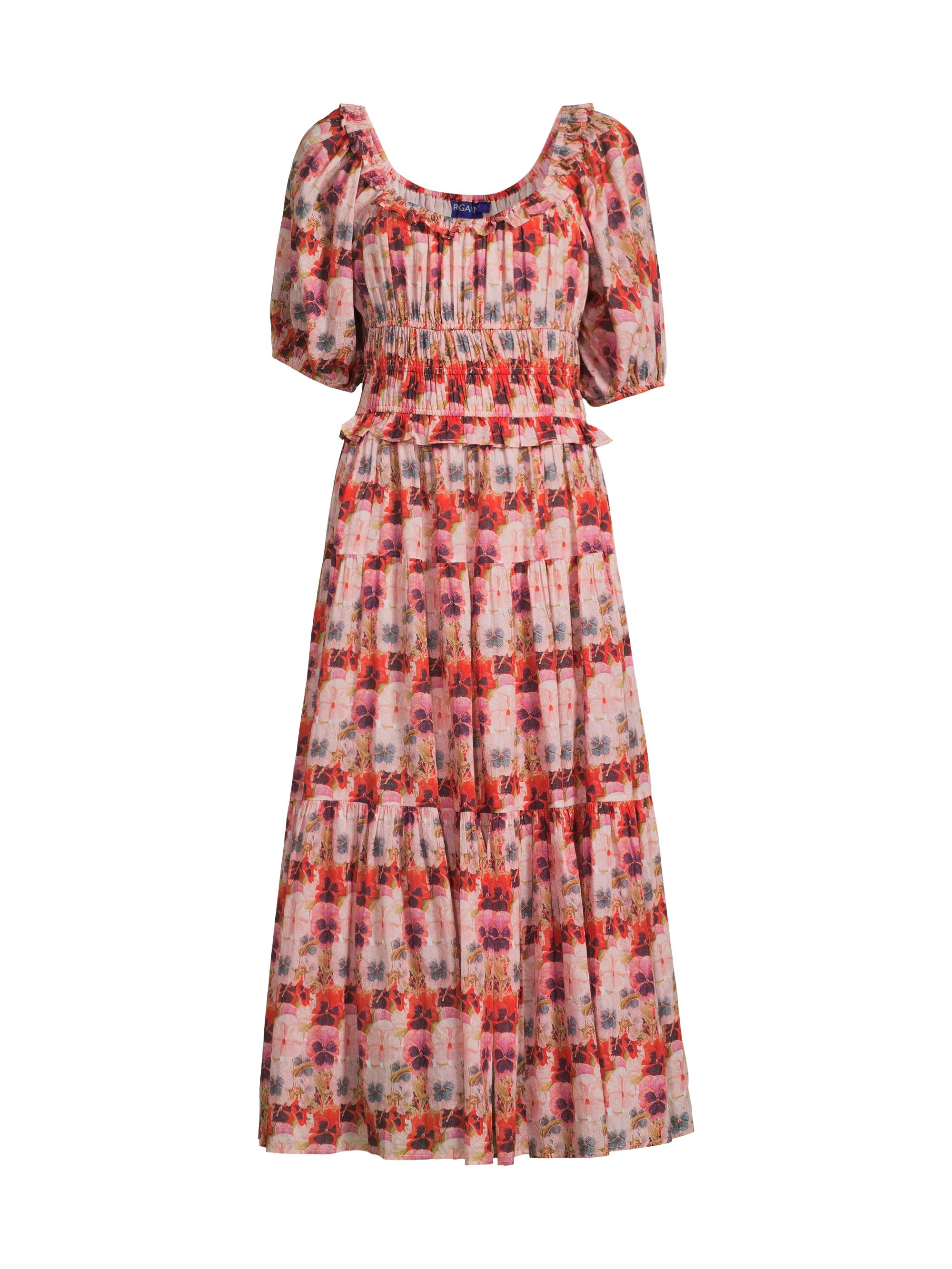 Ro's Garden Percy Pansy Print Puff-Sleeve Midi-Dress | Saks Fifth