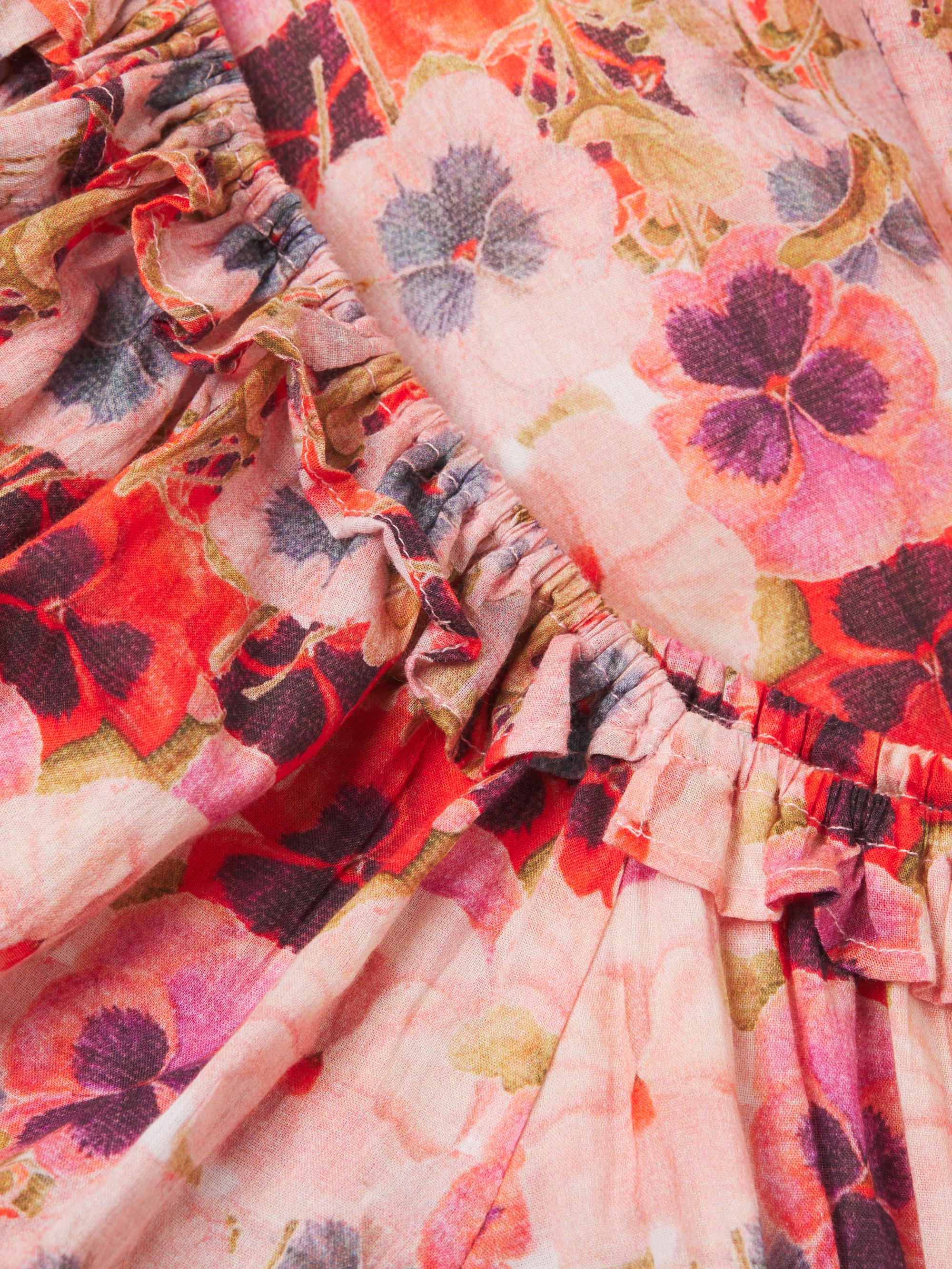 Ro's Garden Percy Pansy Print Puff-Sleeve Midi-Dress | Saks Fifth