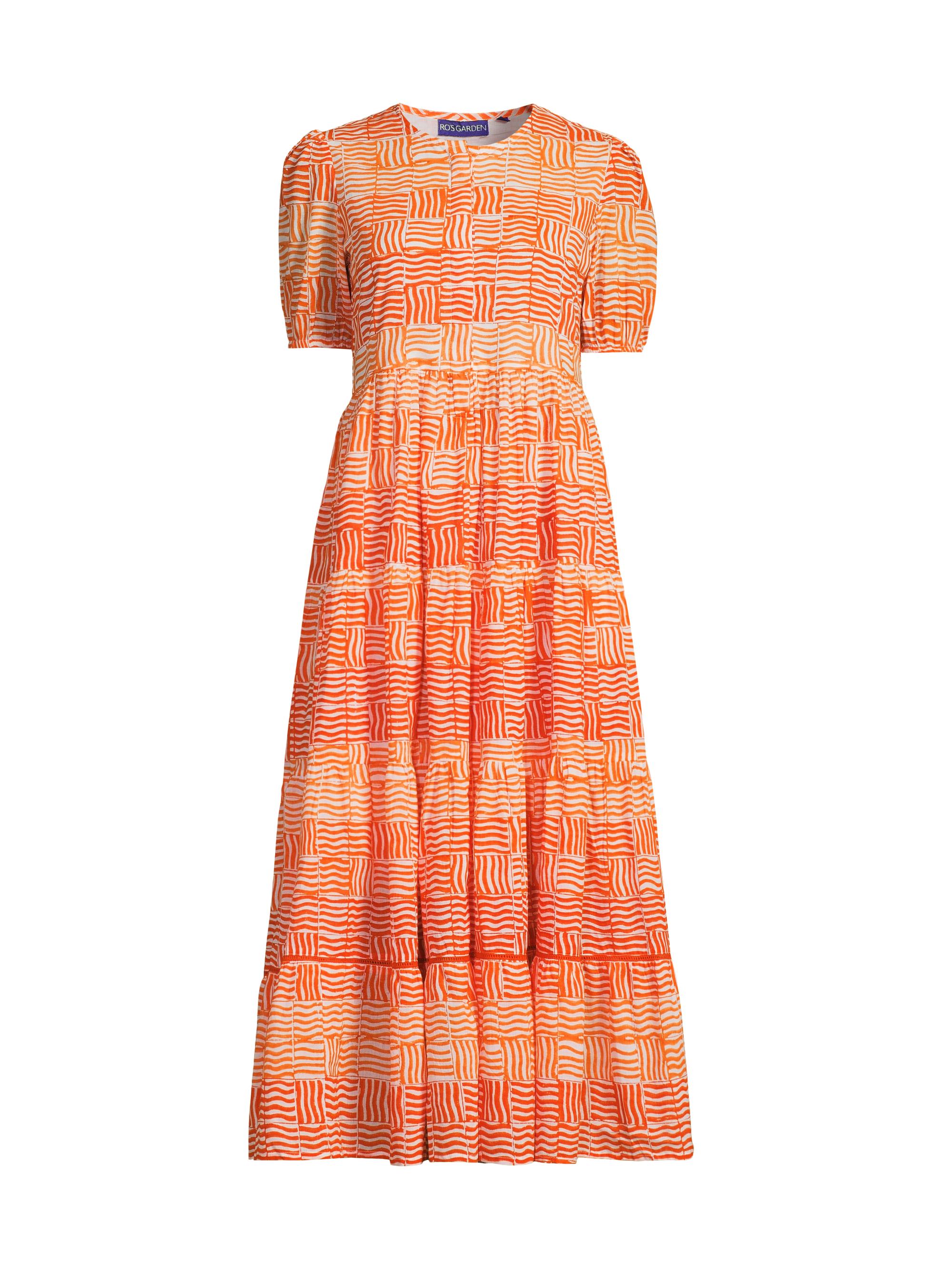 Ro's Garden Women's Daphne Cotton A-Line Midi-Dress - Orange Basa