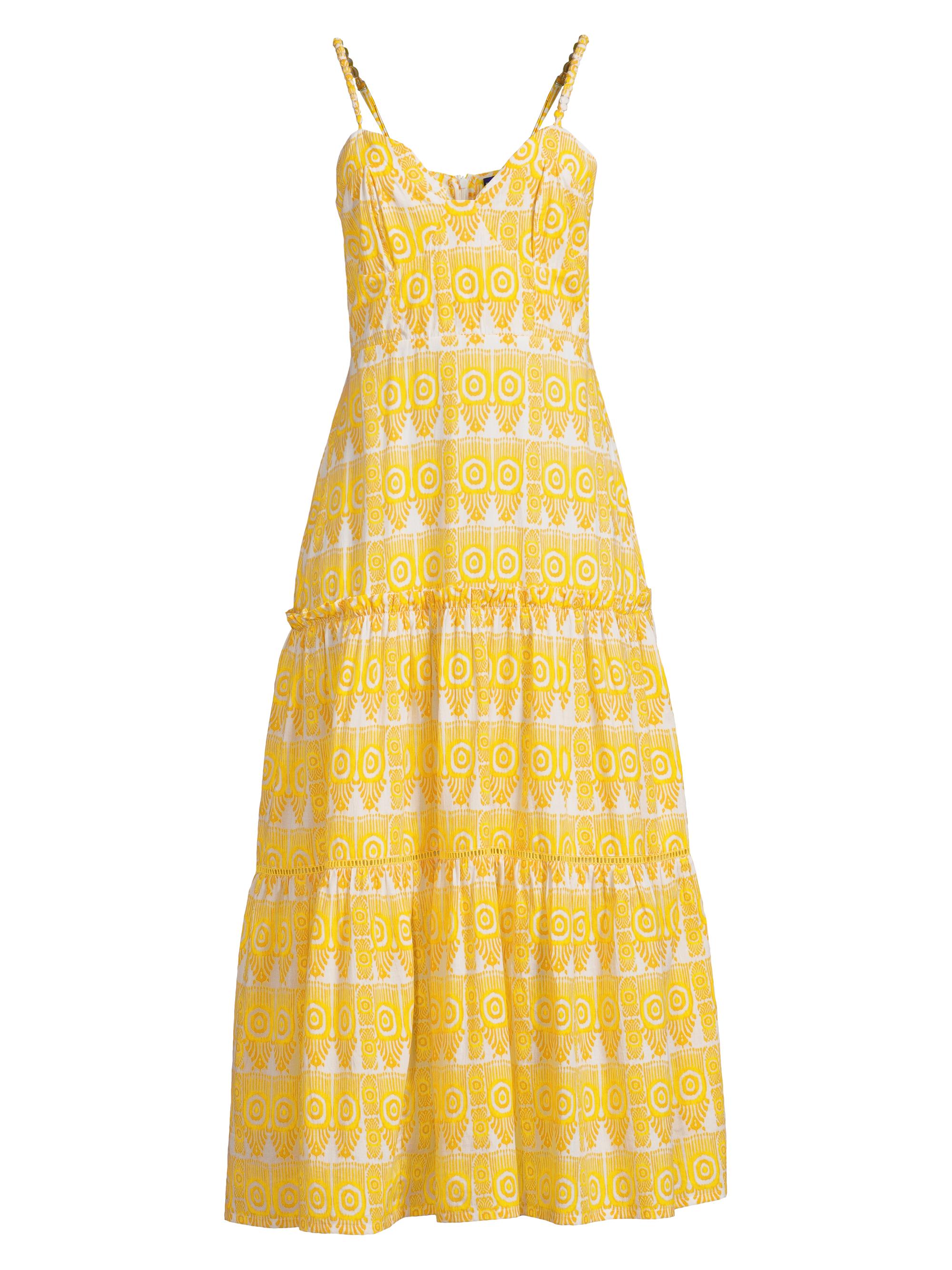 Ro's Garden Women's Brittany Printed Tiered Midi-Dress - Yellow Raja