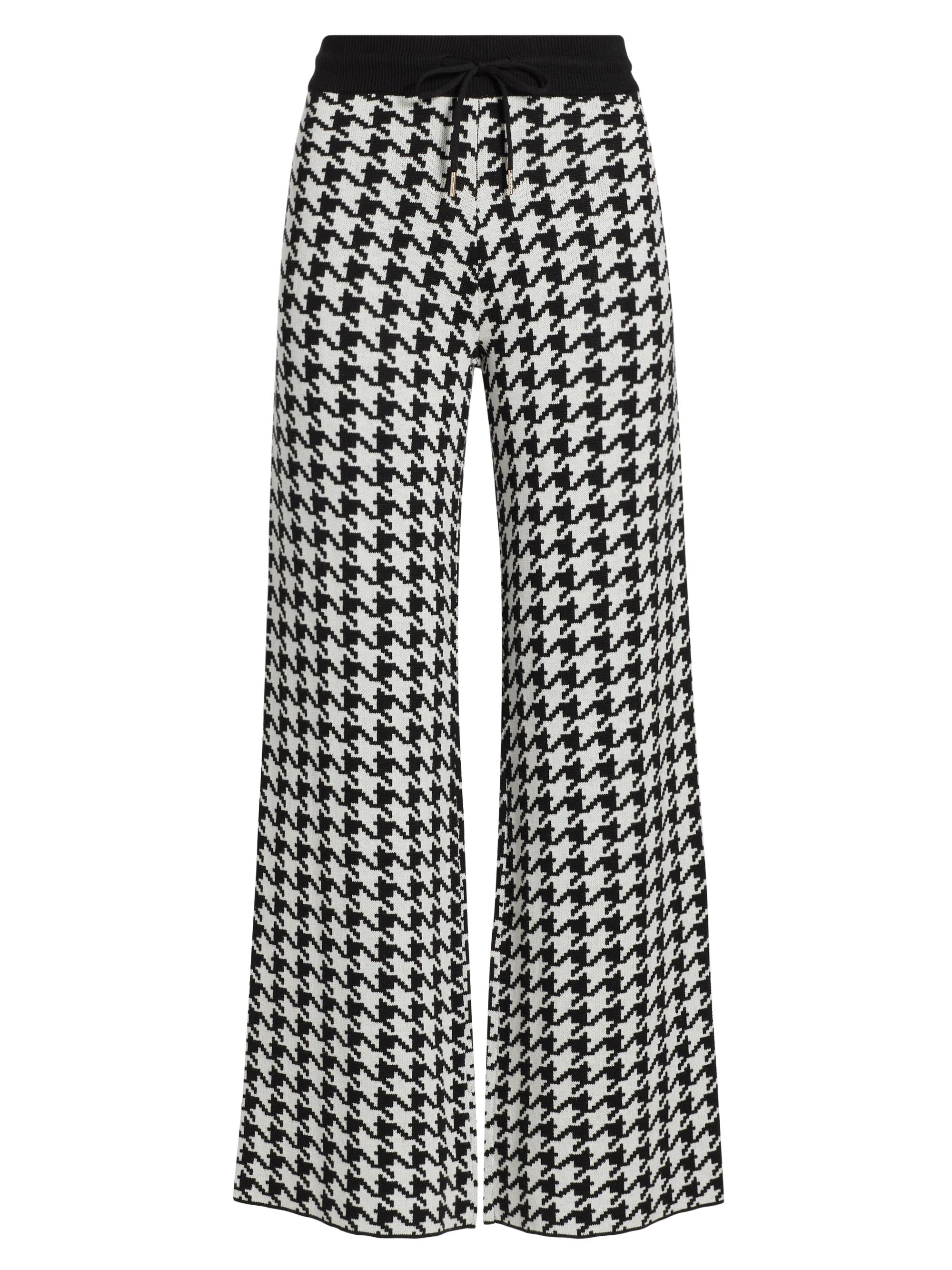 Stellae Dux Women's Houndstooth High-Rise Straight-Leg Pants - Light Heather Grey Black