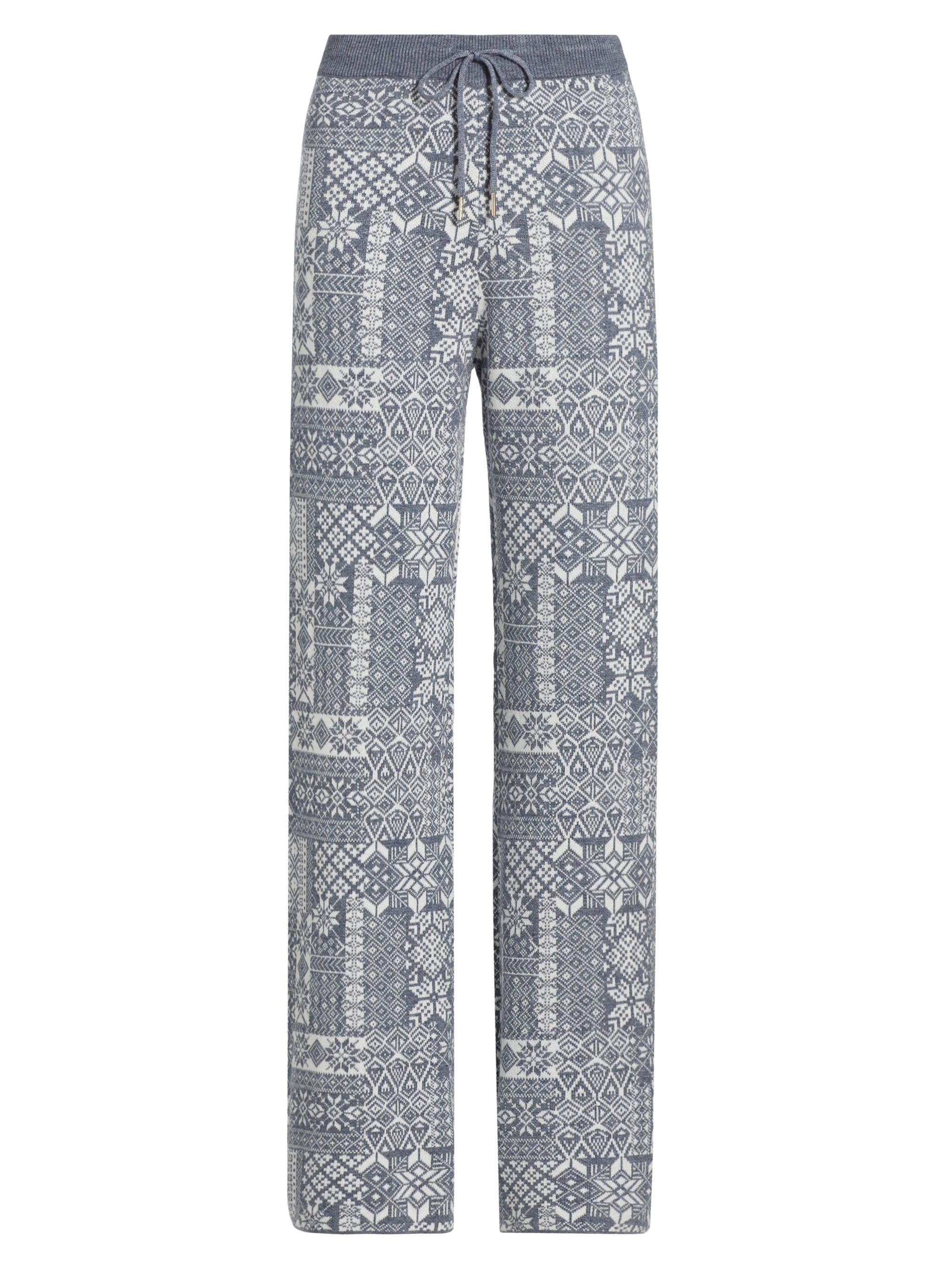 Stellae Dux Women's Patchwork Jacquard Knit Pants - Navy