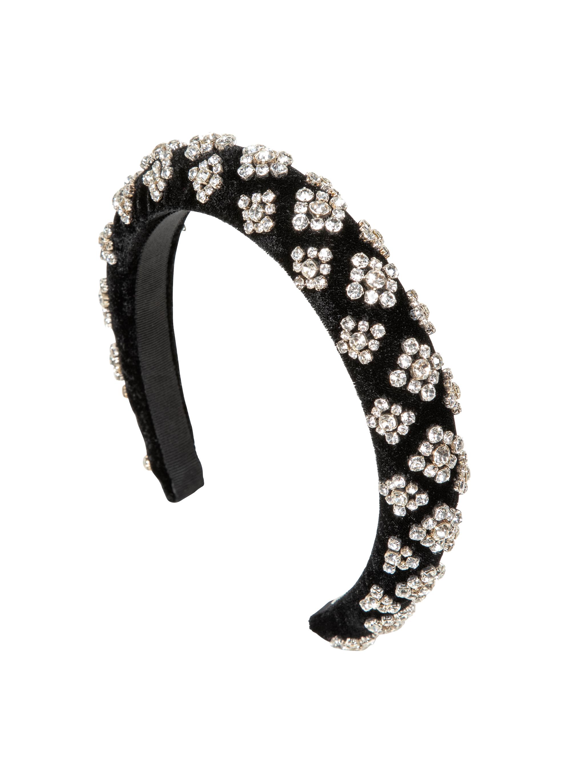 Jennifer Behr Women's Marlena Velvet Embellished Headband - Black Crystal