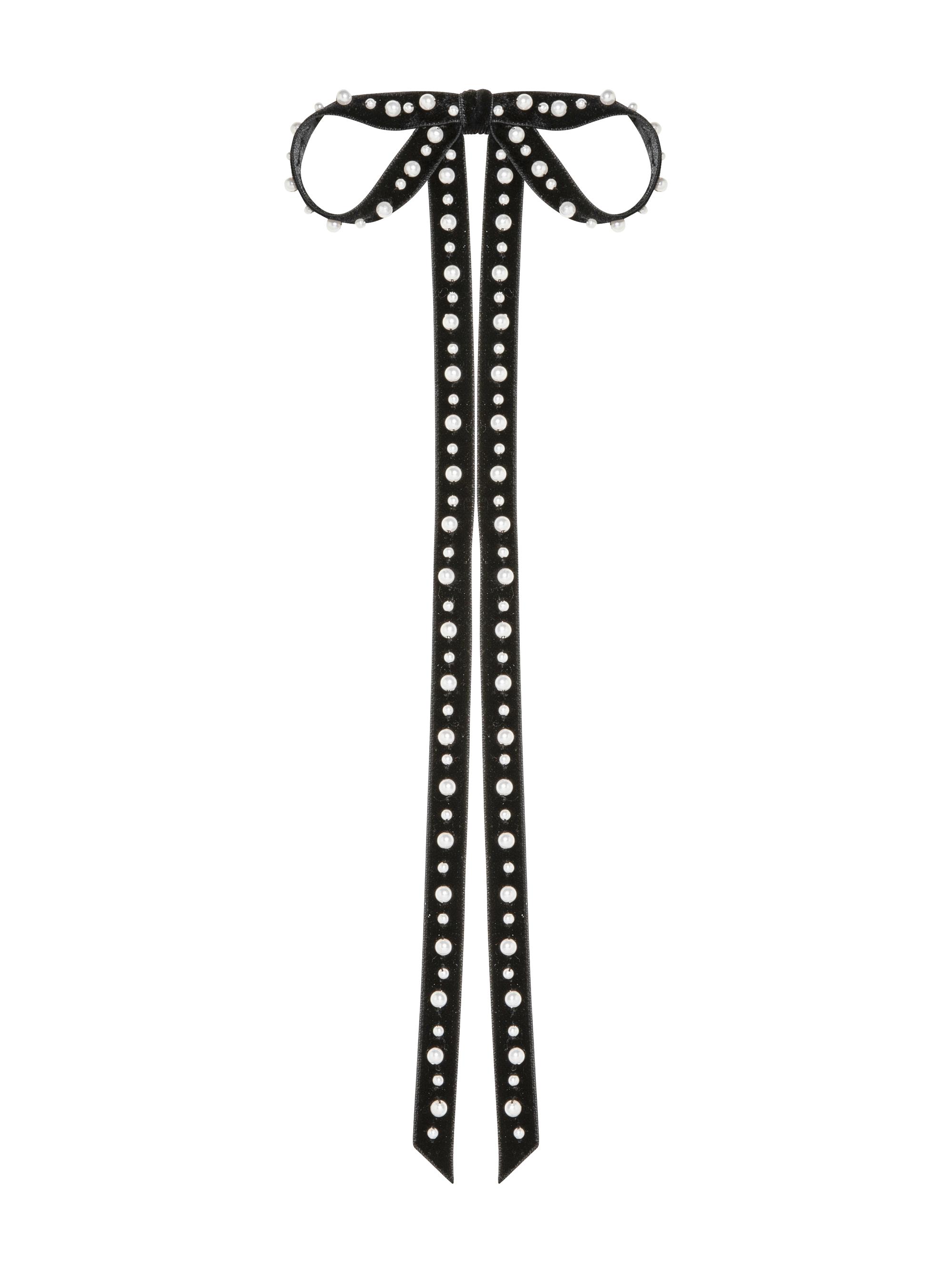 Jennifer Behr Women's Annalee Velvet Faux Pearl Bow Barrette - Black Pearl