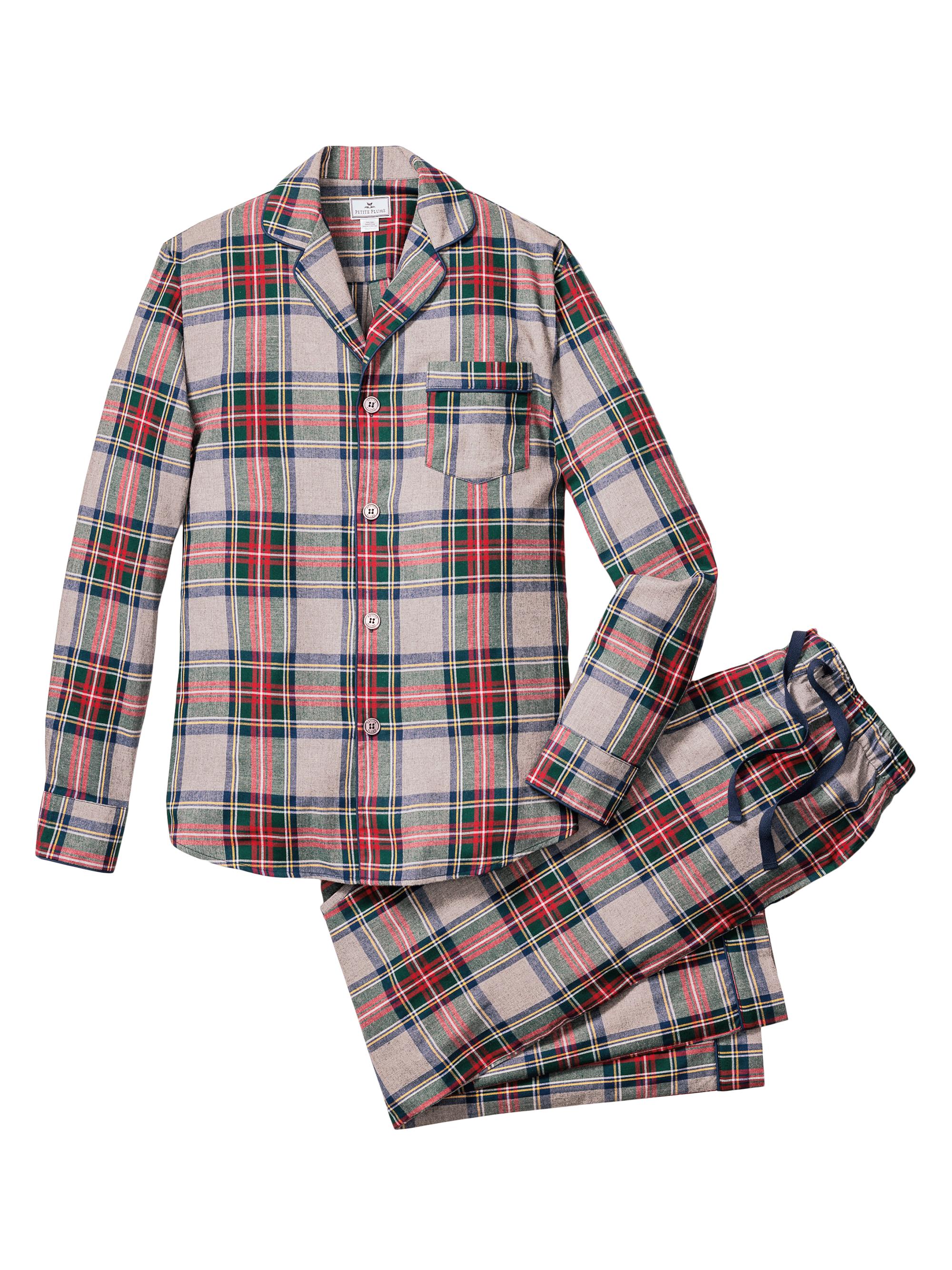 Petite Plume Men's Westminster Plaid Pajamas - Grey