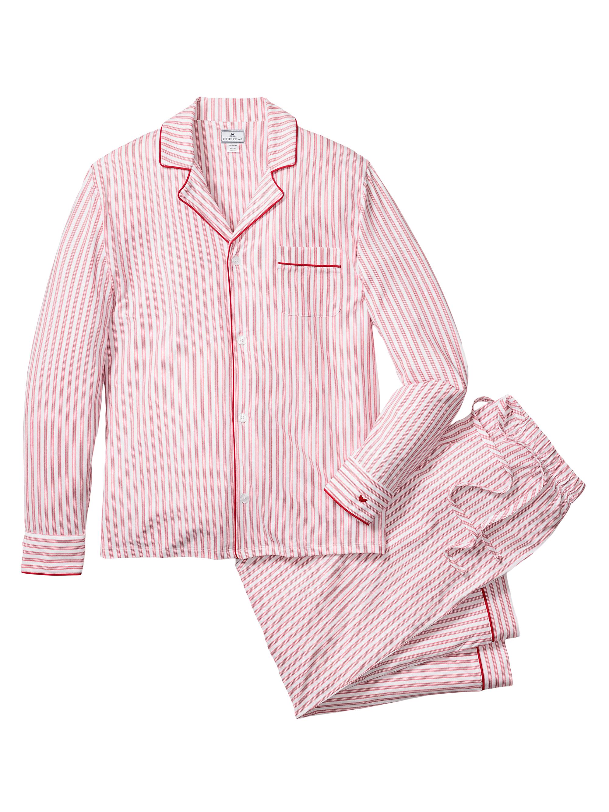 Petite Plume Men's Striped Cotton Pajamas - Red