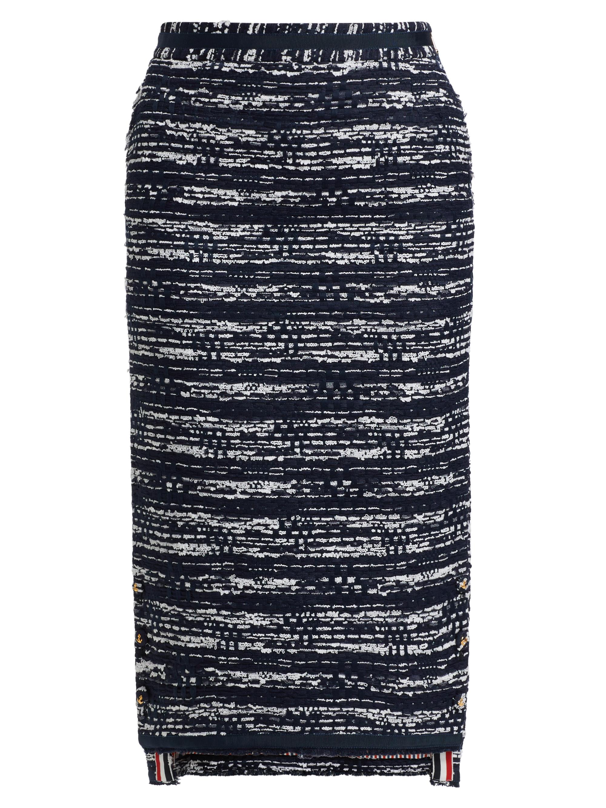 Thom Browne Women's Melangè Tweed Pencil Skirt - Navy