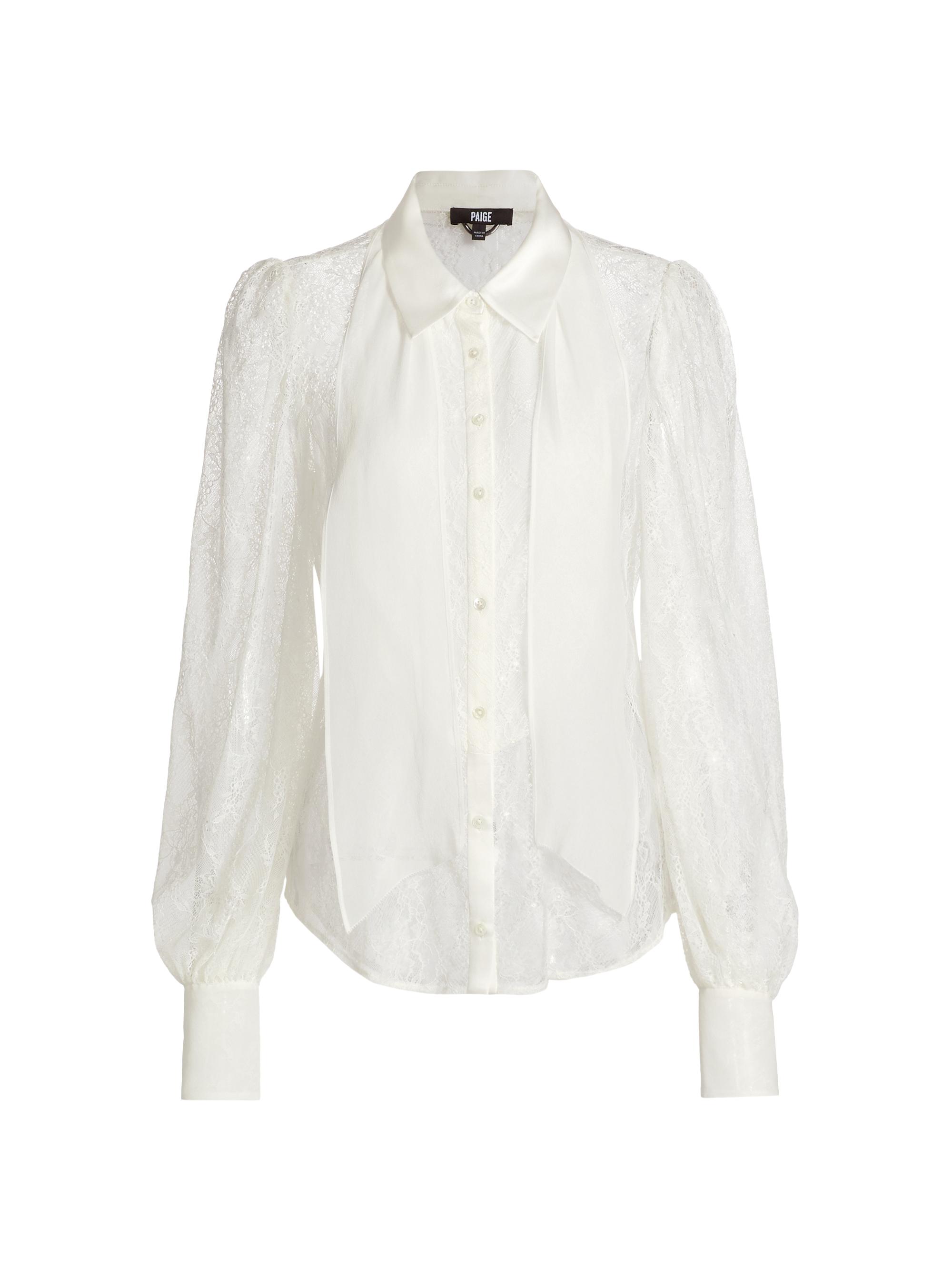 Paige Women's Mindel Lace Tieneck Blouse - Blanc De Blanc