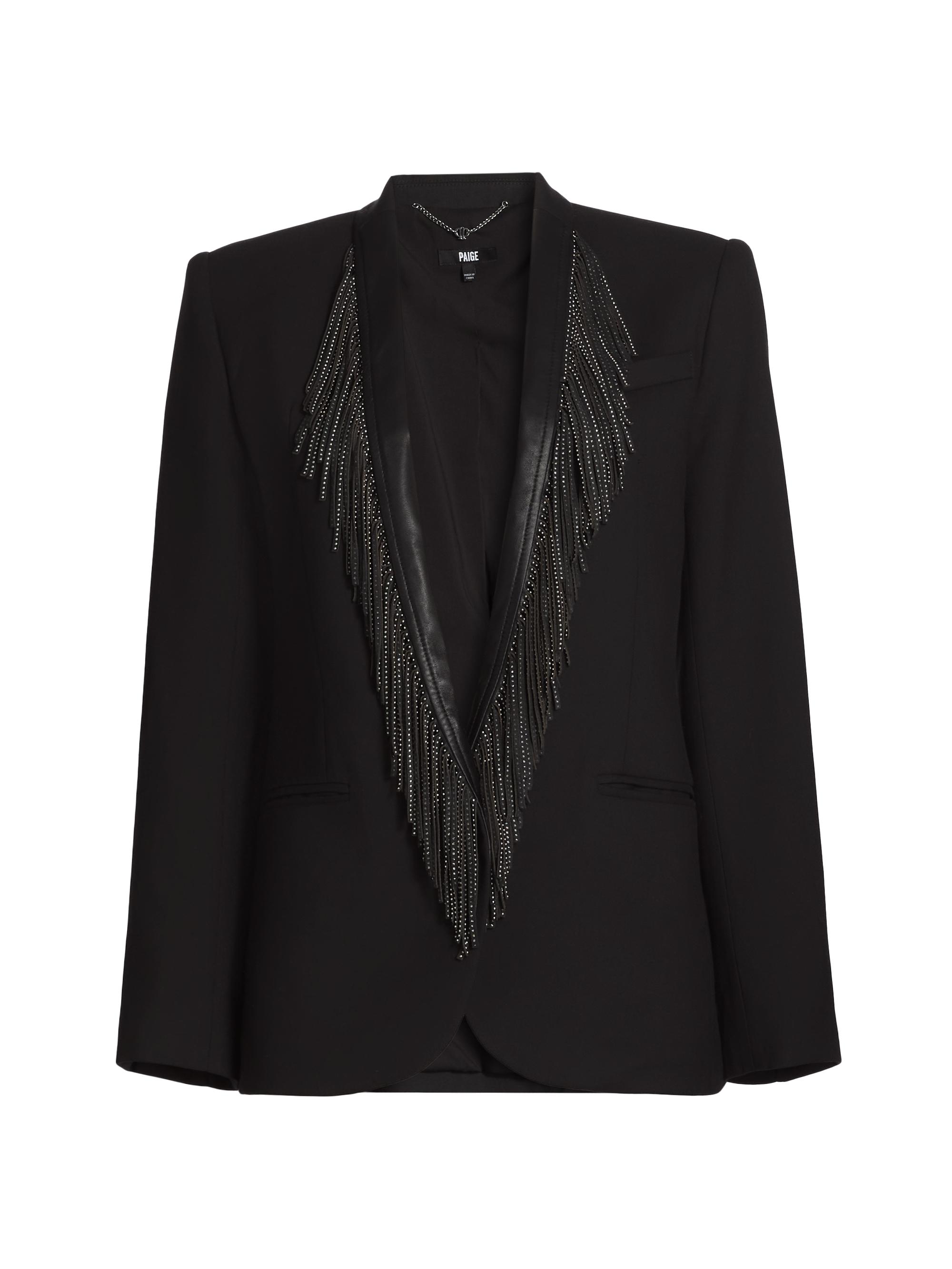 Paige Women's Fleetwood Fringe-Trim Blazer - Black