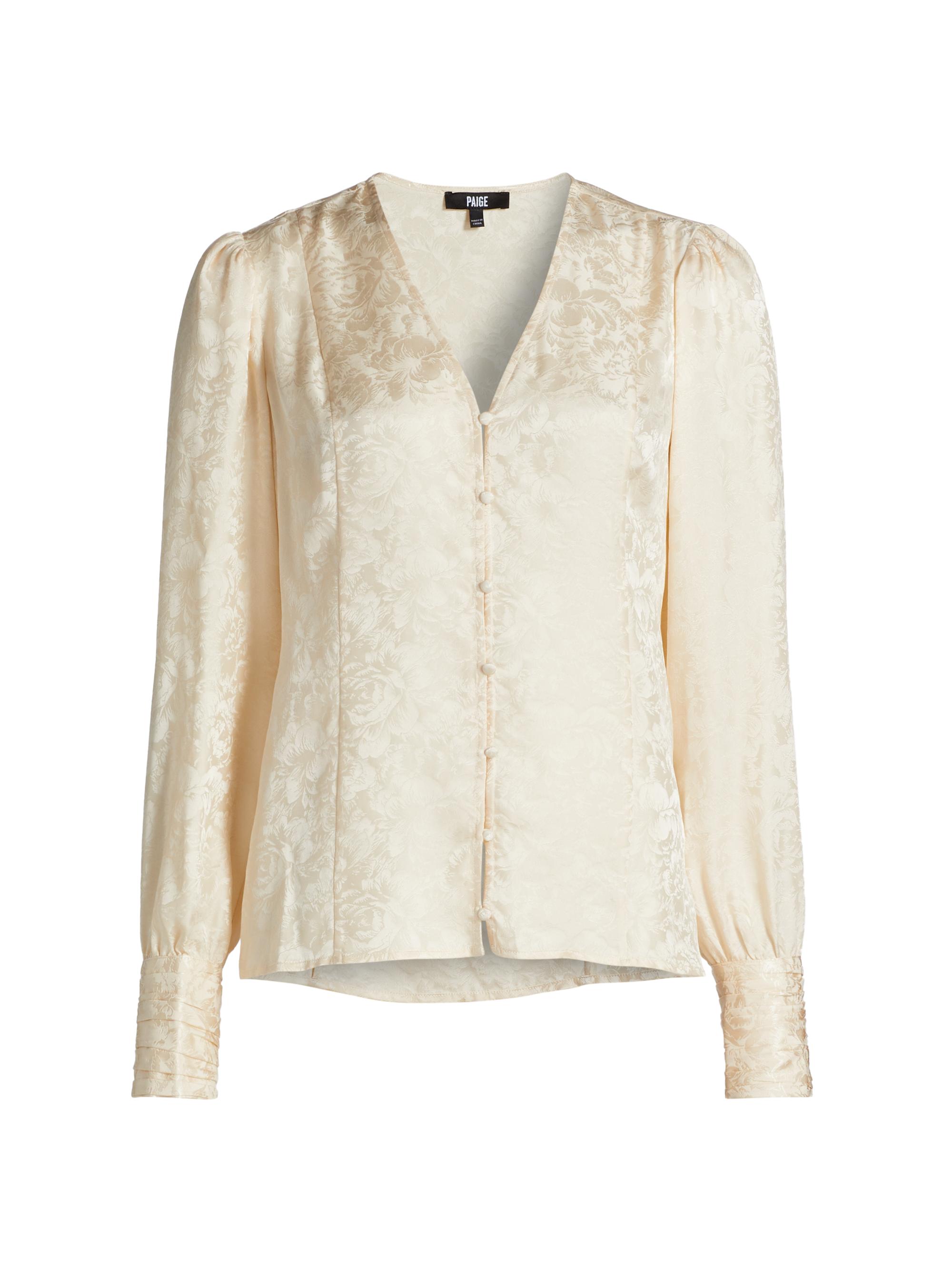 Paige Women's Marielle Jacquard Silk Top - Travertine