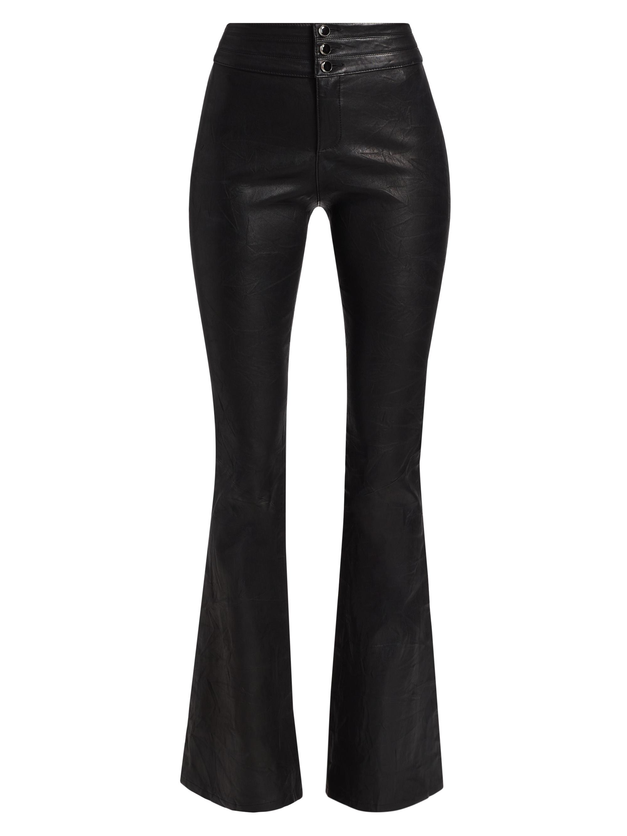 Paige Women's Lou Lou Leather Flare Pants - Black