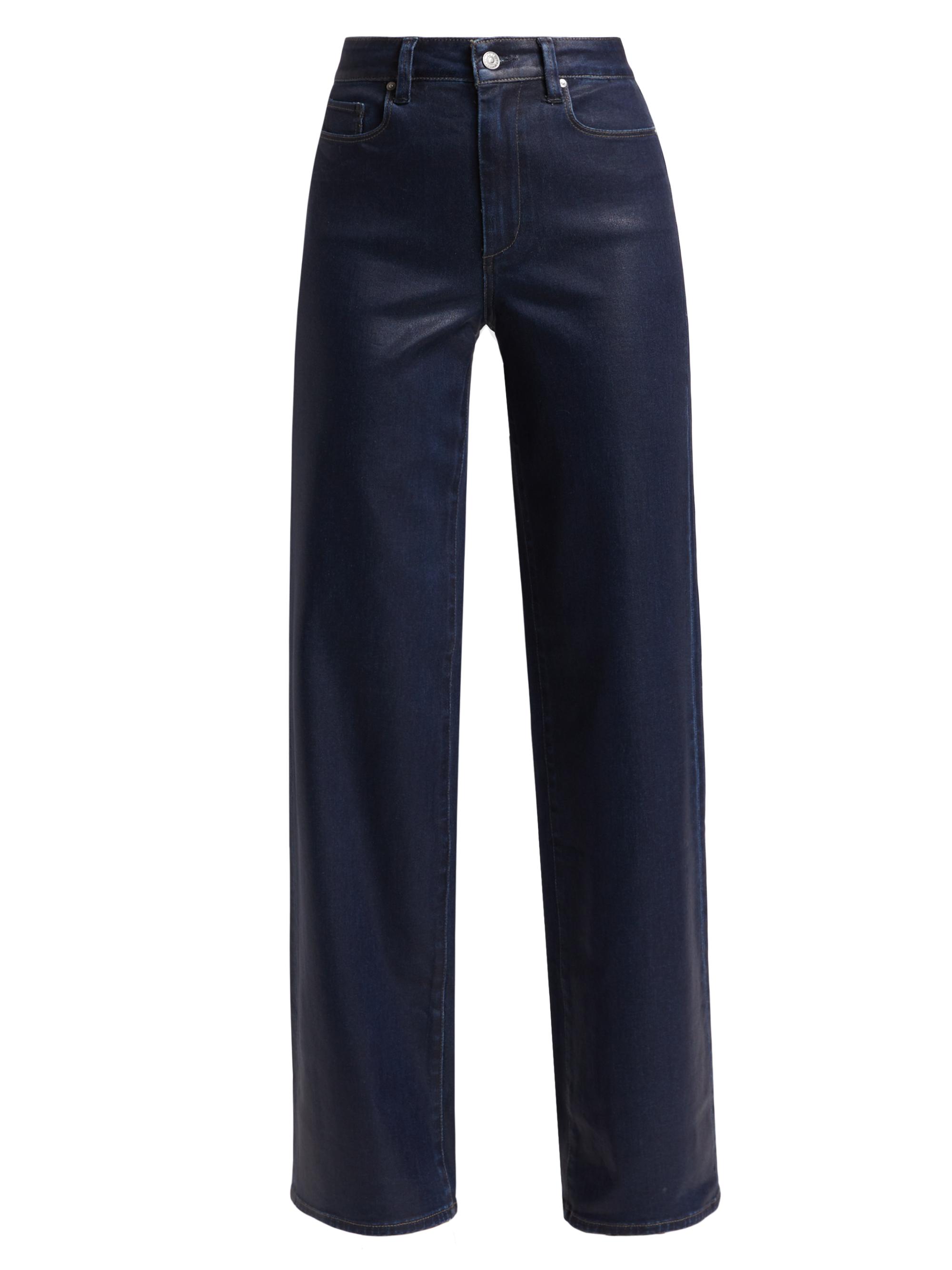 Paige Women's Sasha Coated High-Rise Stretch Wide-Leg Jeans - Glazed Indigo Coating