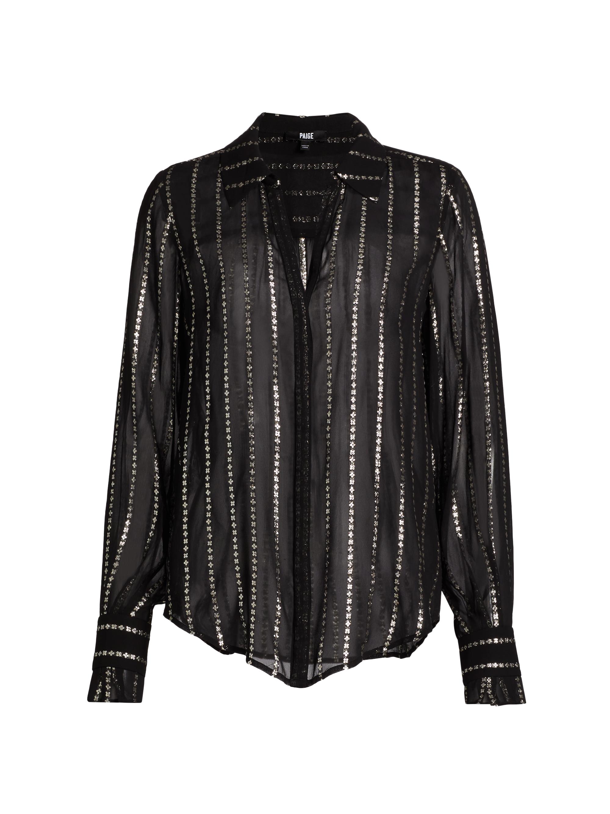 Paige Women's Sosa Shimmering Stripe Blouse - Black