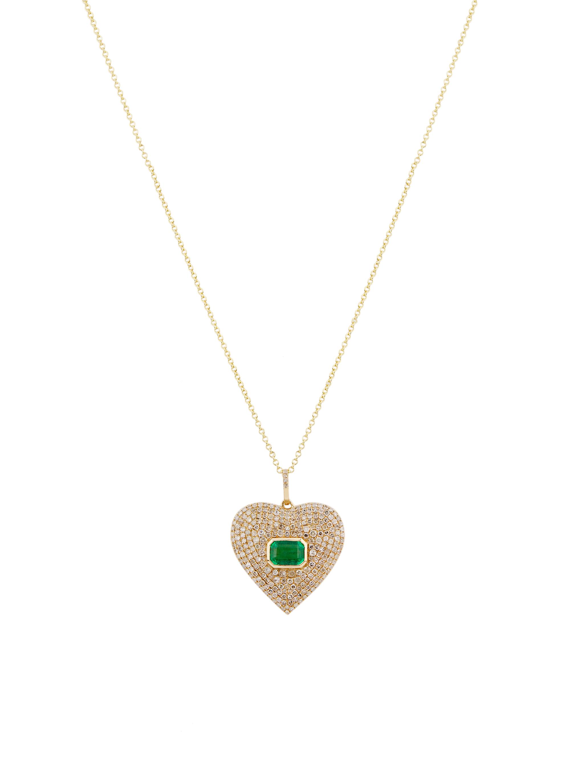 Nina Gilin Women's 14K Yellow Gold, Emerald & 1.73 TCW Diamond Heart Pendant Necklace - Yellow Gold