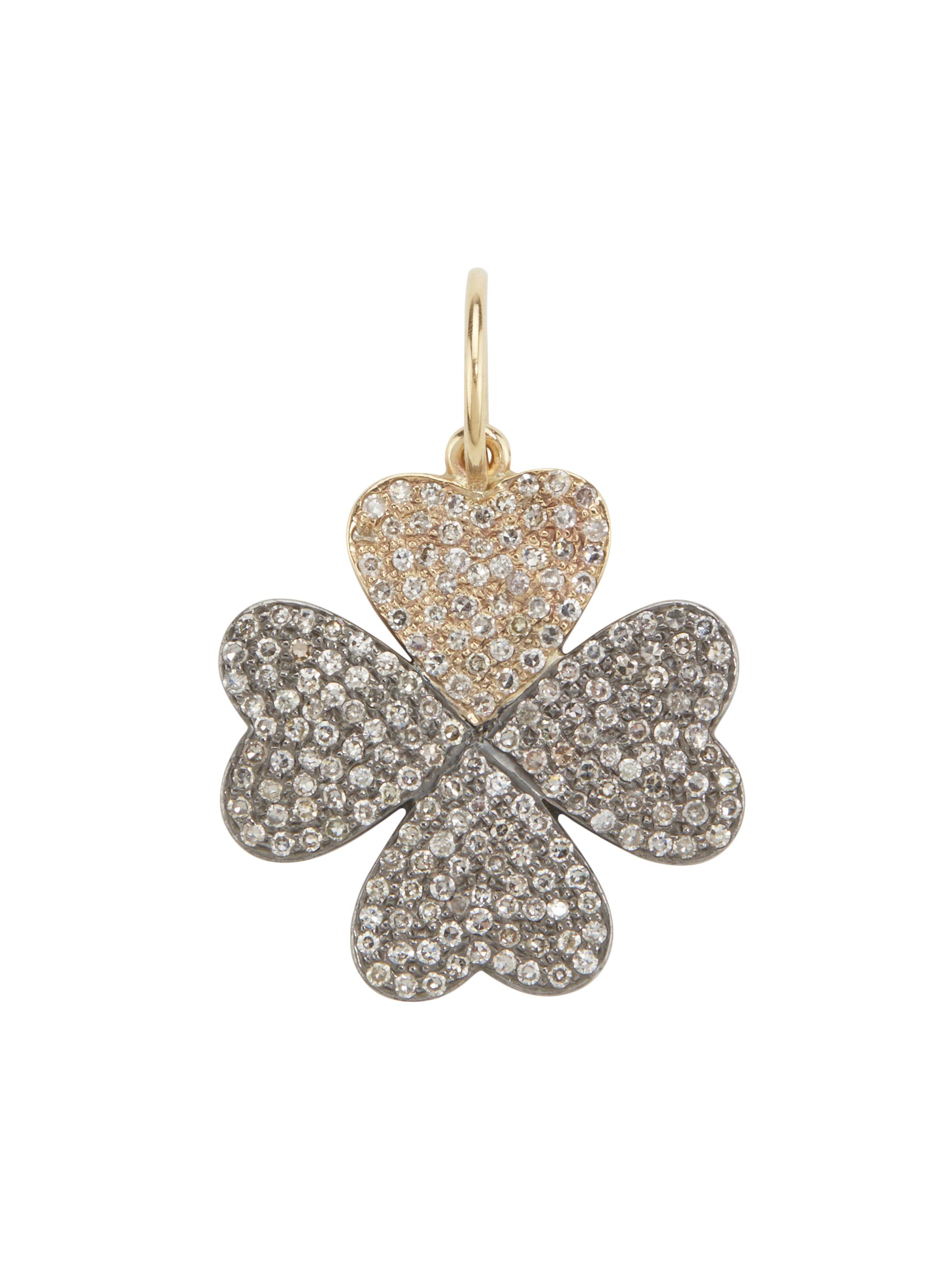 Nina Gilin Women's 14K Yellow Gold, Rhodium-Plated Silver & 0.78 TCW Diamond Clover Pendant - Sterling Silver Yellow Gold