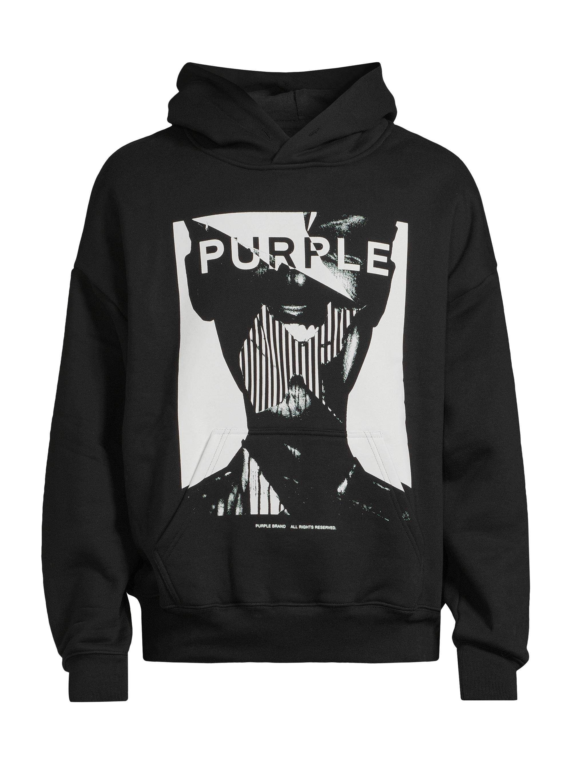 Purple Brand Men's Logo Cotton Fleece Hoodie - Black