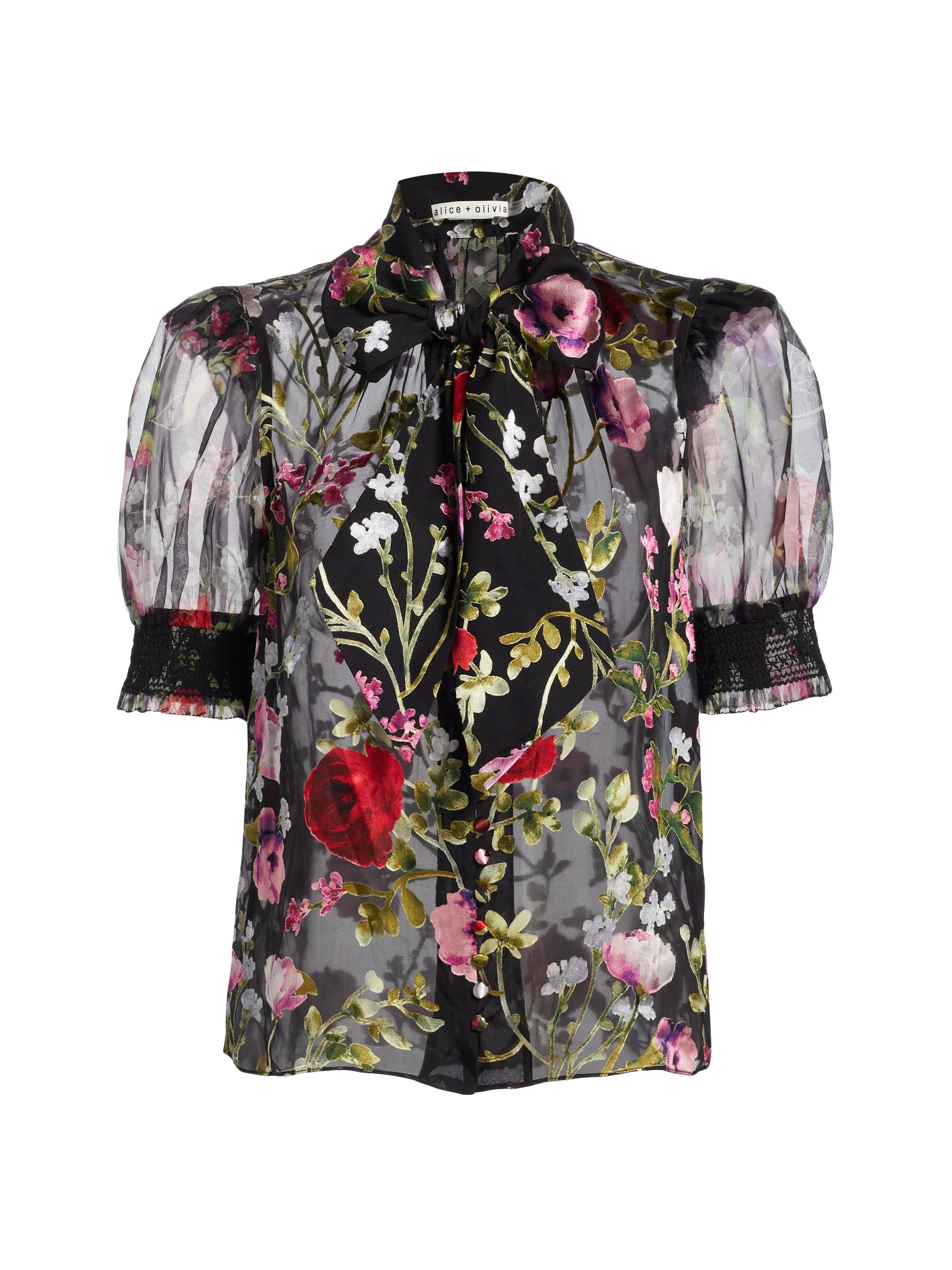 Alice + Olivia Women's Brentley Floral Ruffled Tieneck Blouse - Floral Dreams