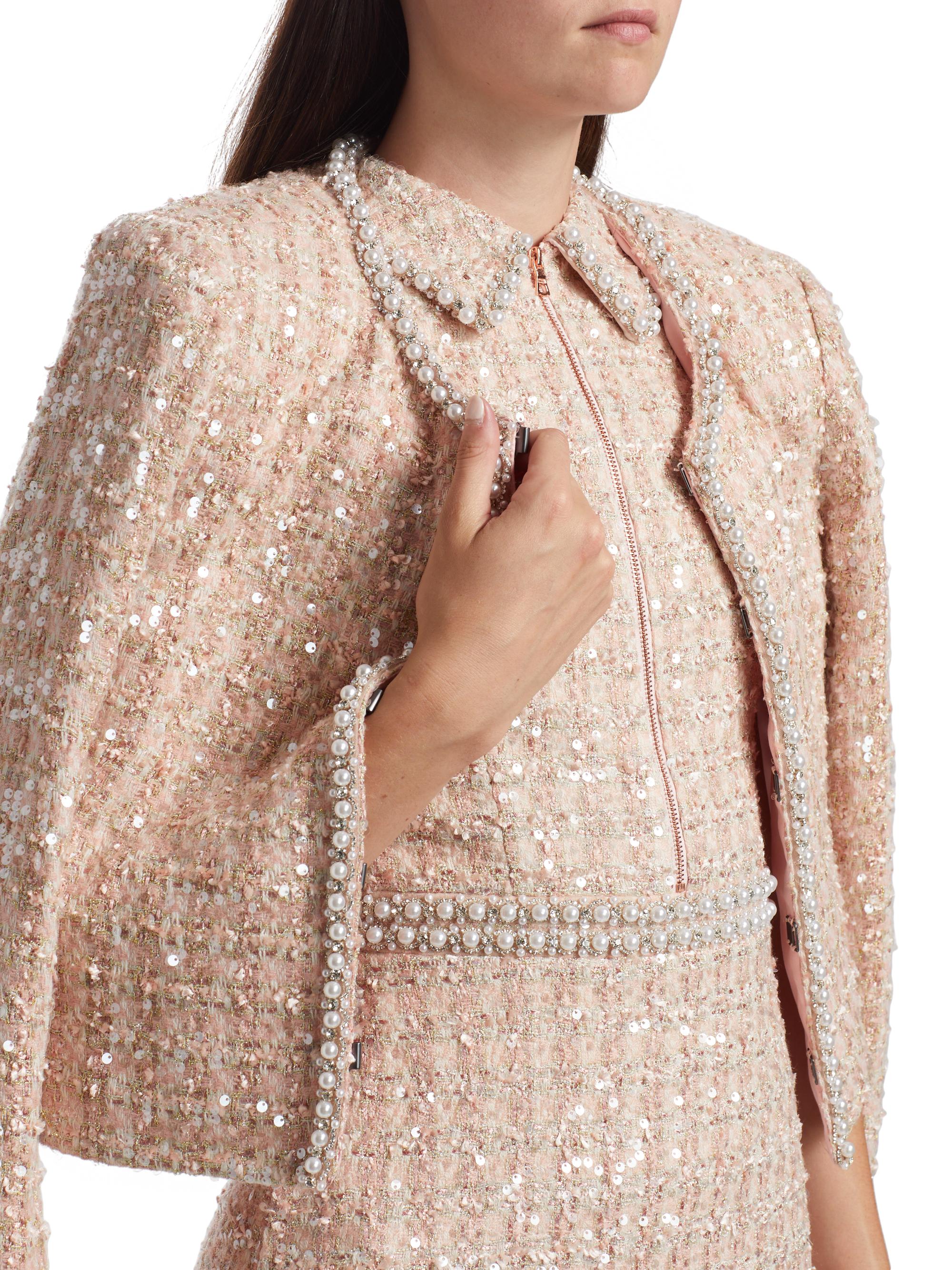 Alice + Olivia Ellis Embellished Tweed Minidress | Saks Fifth Avenue