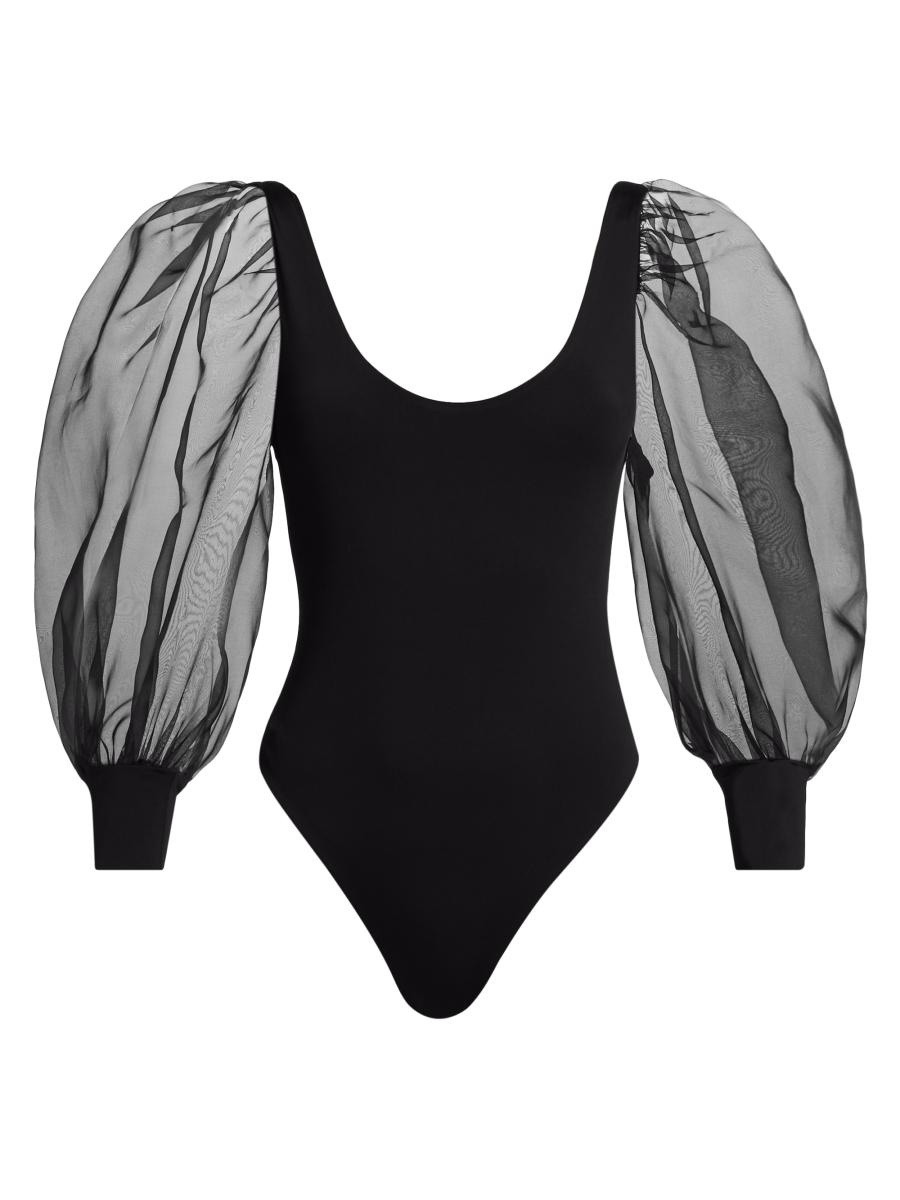 Shop Alice + Olivia Jillianne Semi-Sheer-Bodysuit | Saks