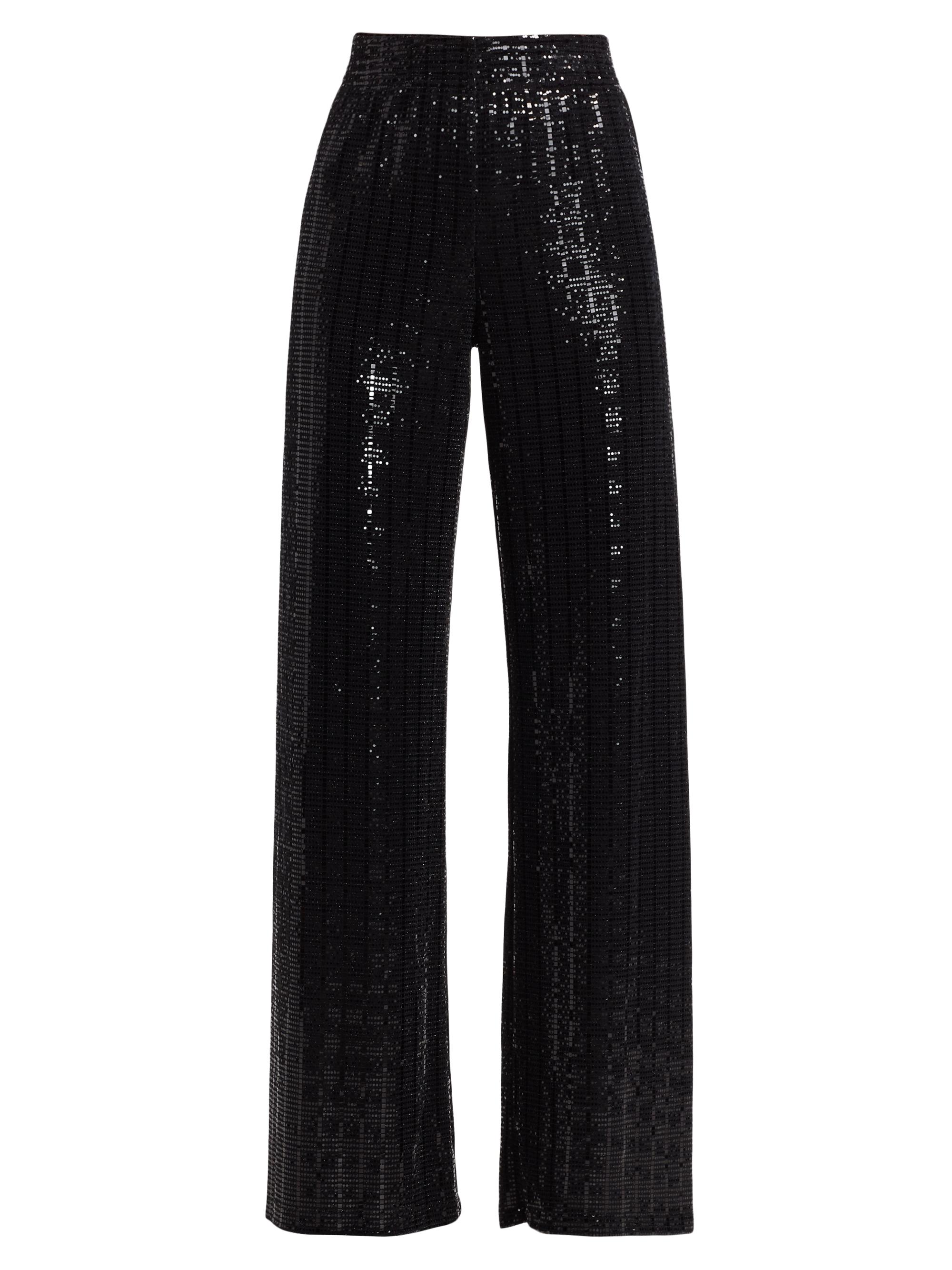 Alice + Olivia Women's Elba Sequined Straight-Leg Pants - Black