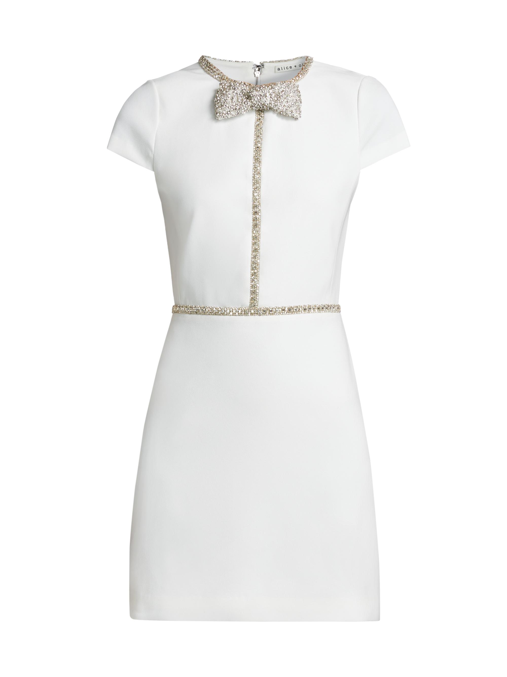 alice + olivia ブラック半袖フラワービーズニット　oo304 alice + olivia Women's Kitty Bow Cardigan, Soft White/Black