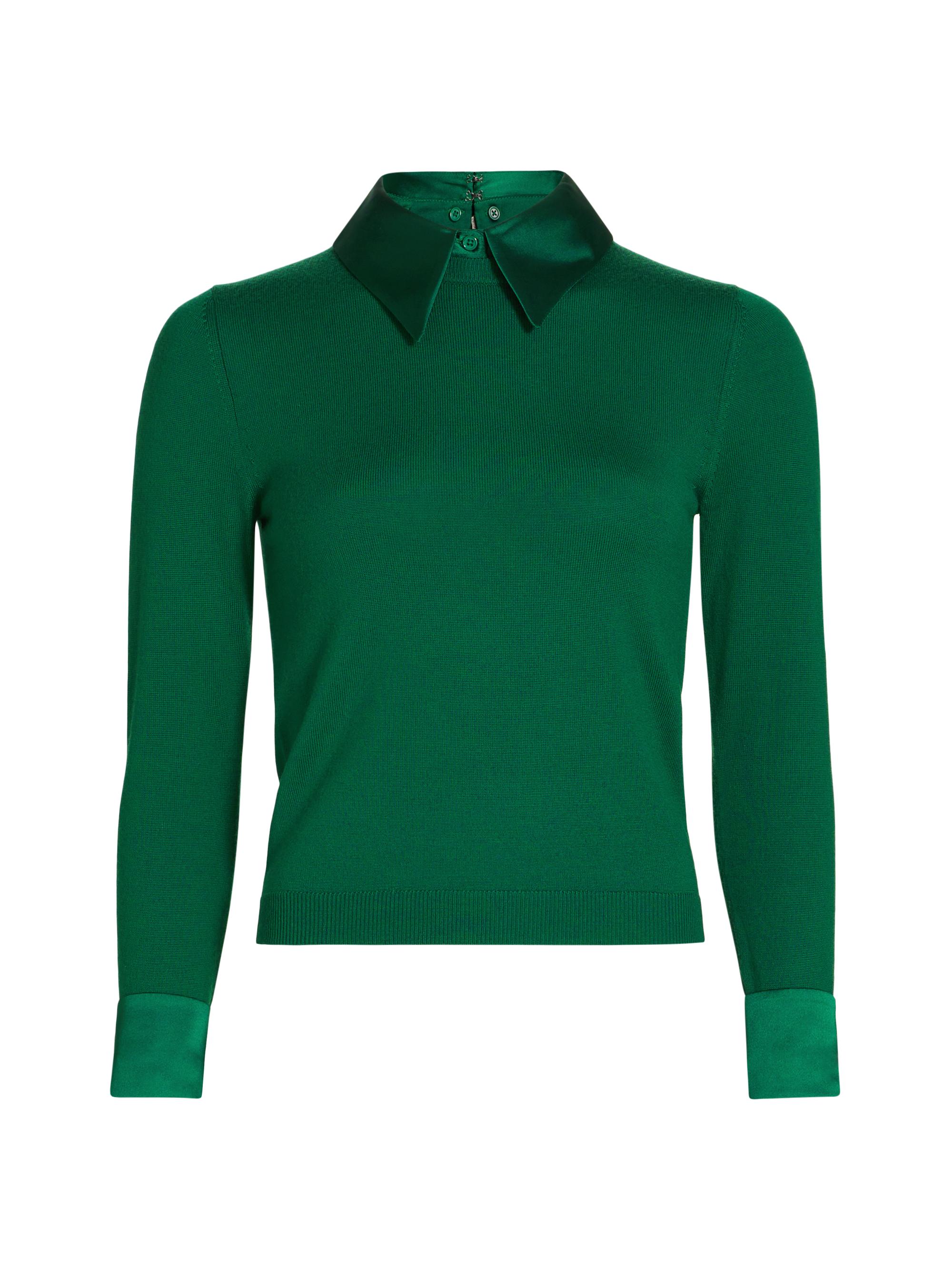 Alice + Olivia Women's Porla Collared Sweater - Forest Green