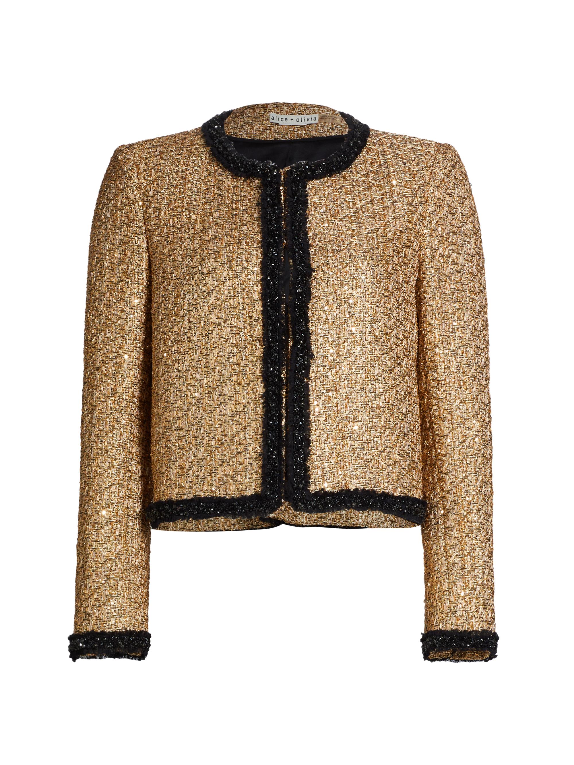 Alice + Olivia Landon Metallic Tweed Box Jacket | Saks Fifth