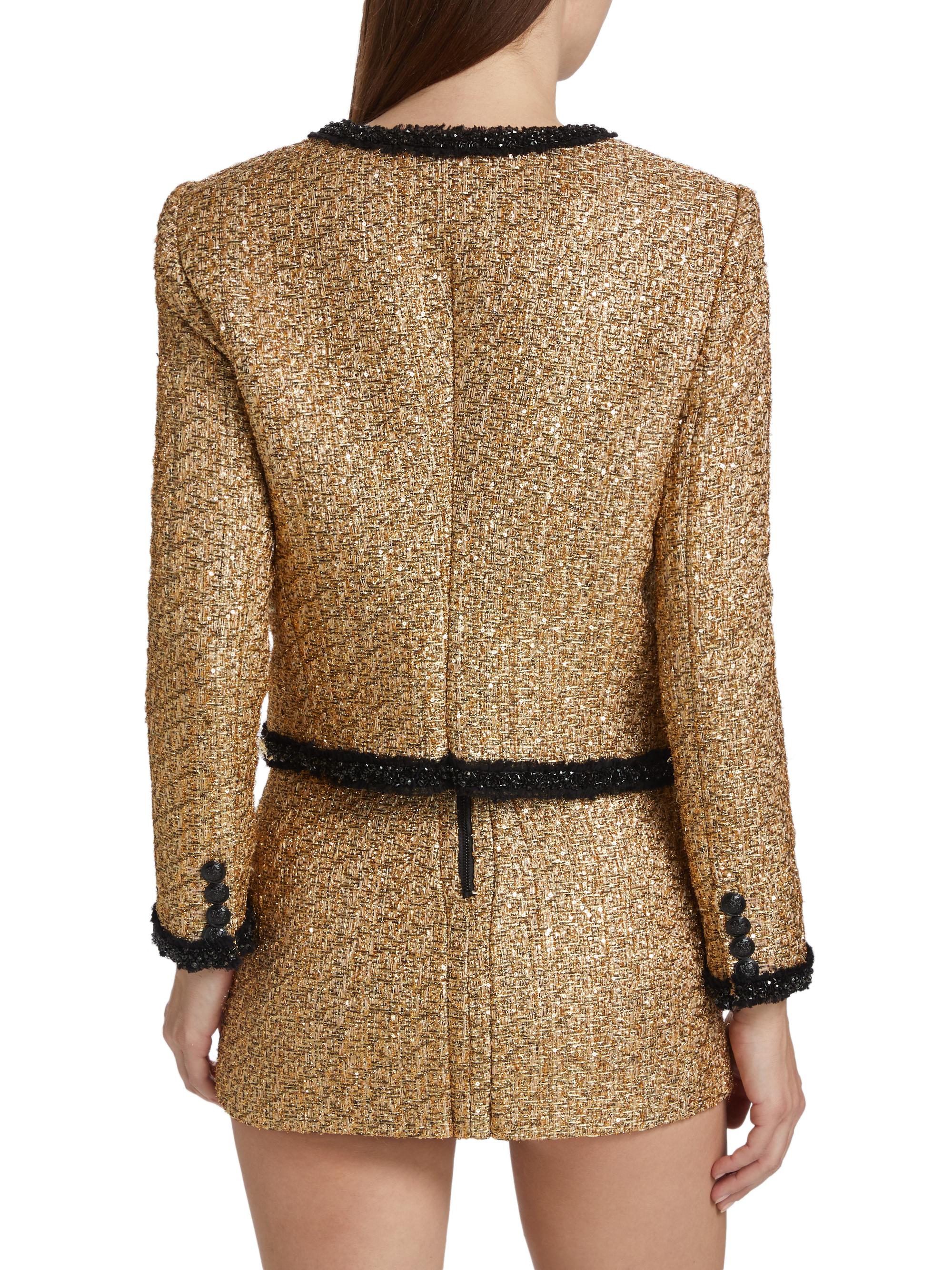 Alice + Olivia Landon Metallic Tweed Box Jacket | Saks Fifth