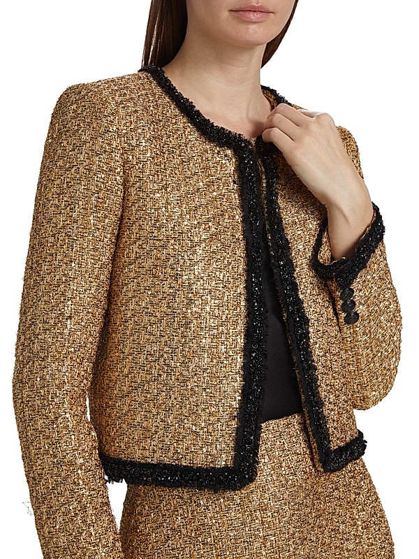Shop Alice + Olivia Landon Metallic Tweed Box Jacket | Saks Shop Alice + Olivia Landon Metallic Tweed Box Jacket | Saks