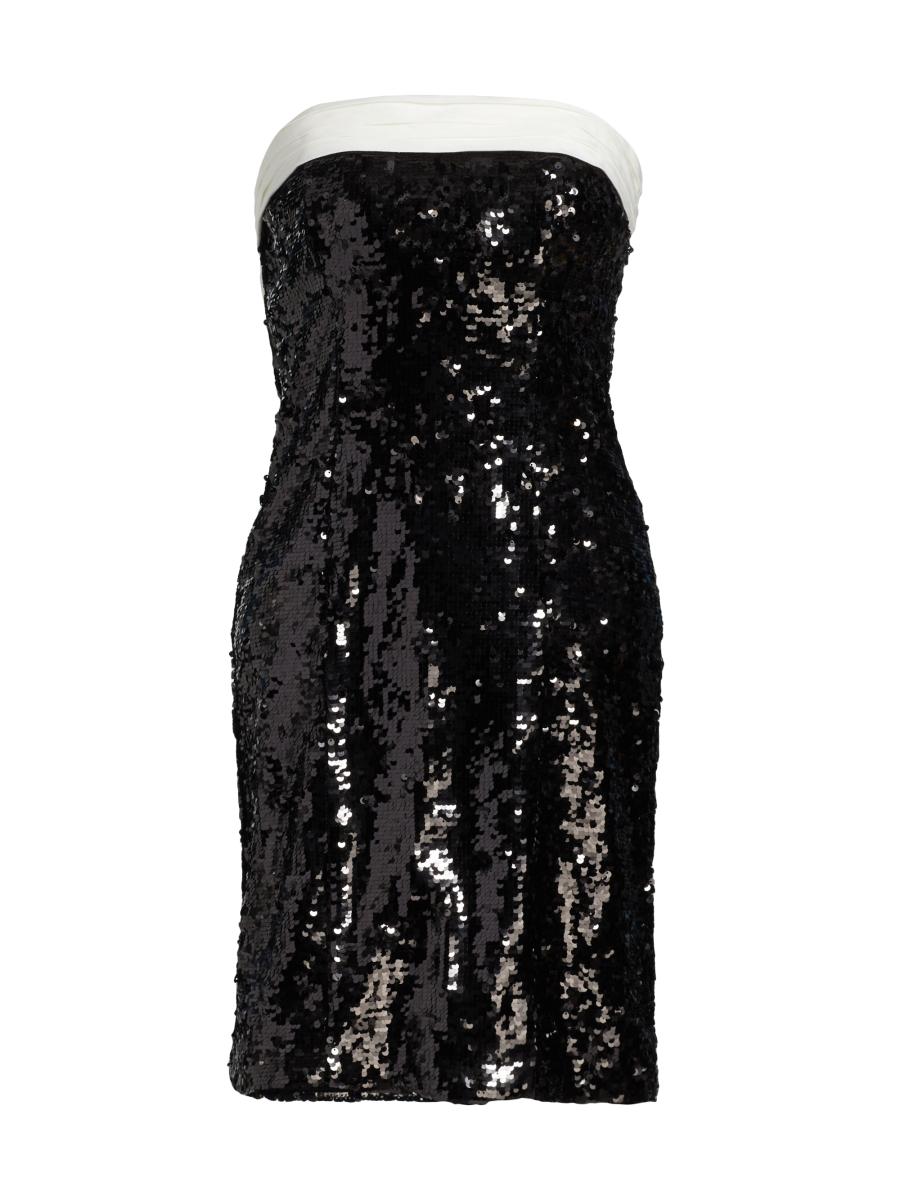 （US発）Alice+Olivia SIBELLA ボウバックドレス Sibella Bow Back Dress In Black/off White | Alice + Olivia