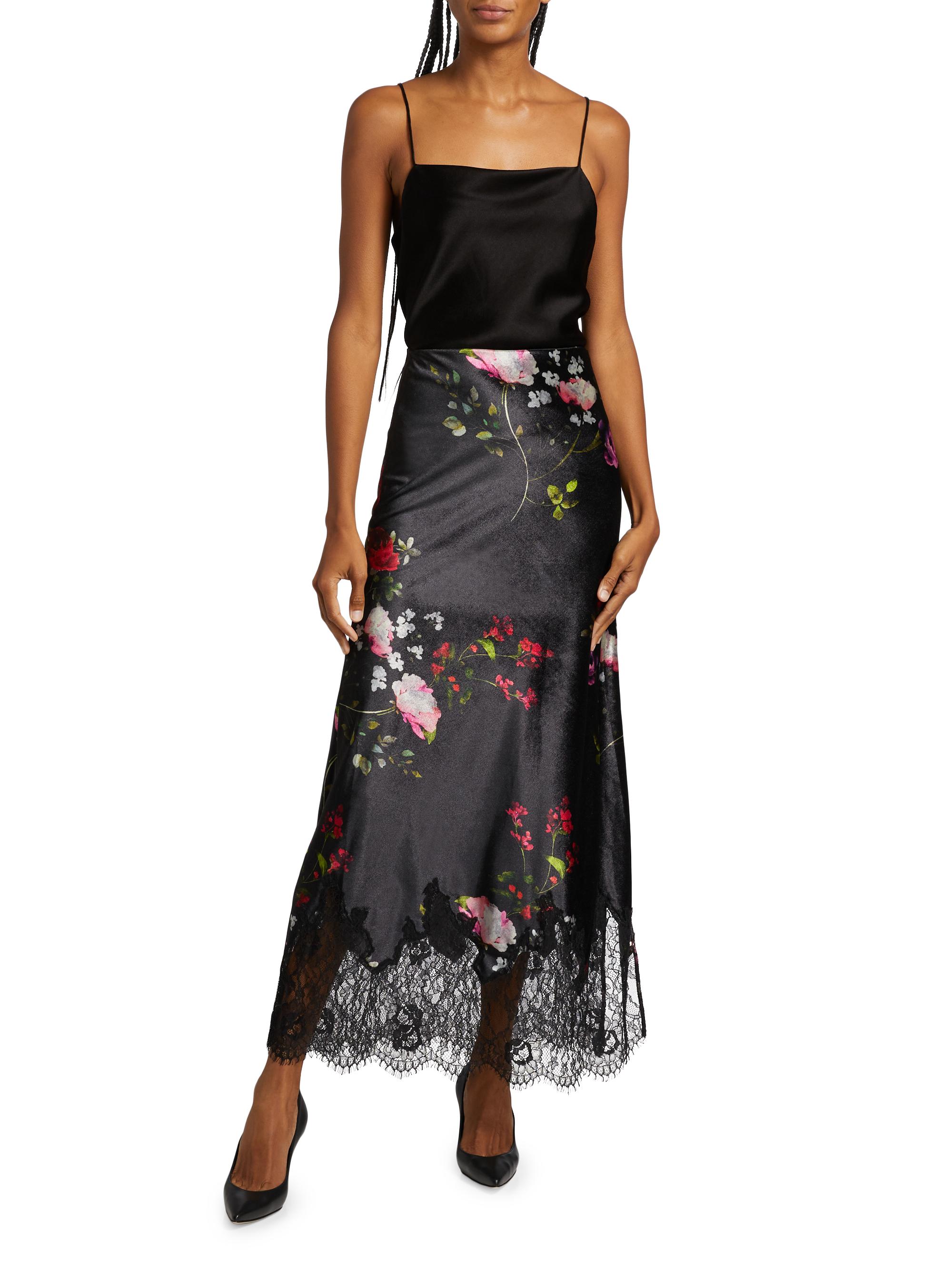 スカート flower satin skirt acka size 1 Satin Maxi Slip Skirt - Flourish Floral | Talbots