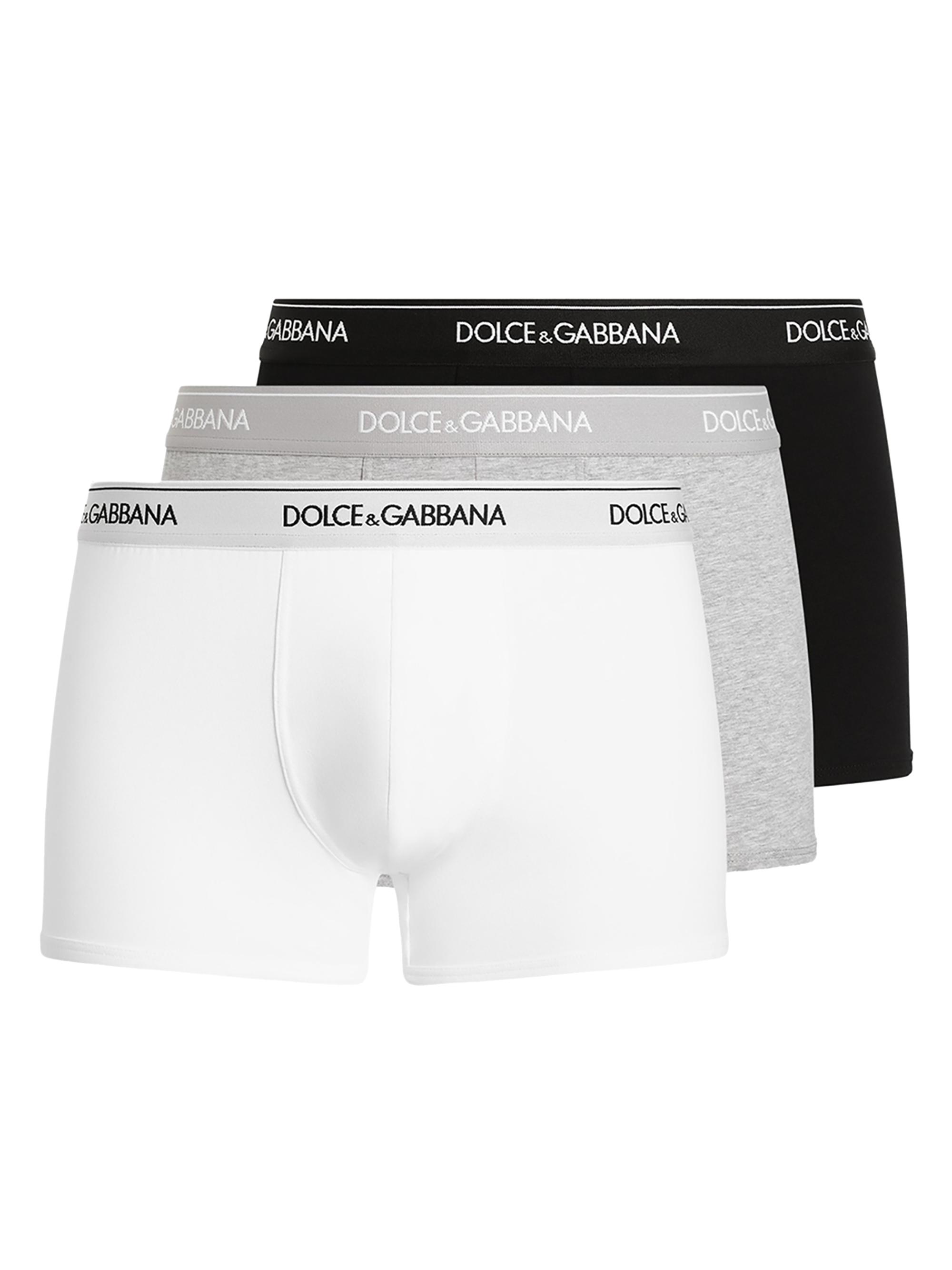 Dolce & Gabbana Men's 3-Pack Stretch Cotton Boxers - Nero Bianco Grigio