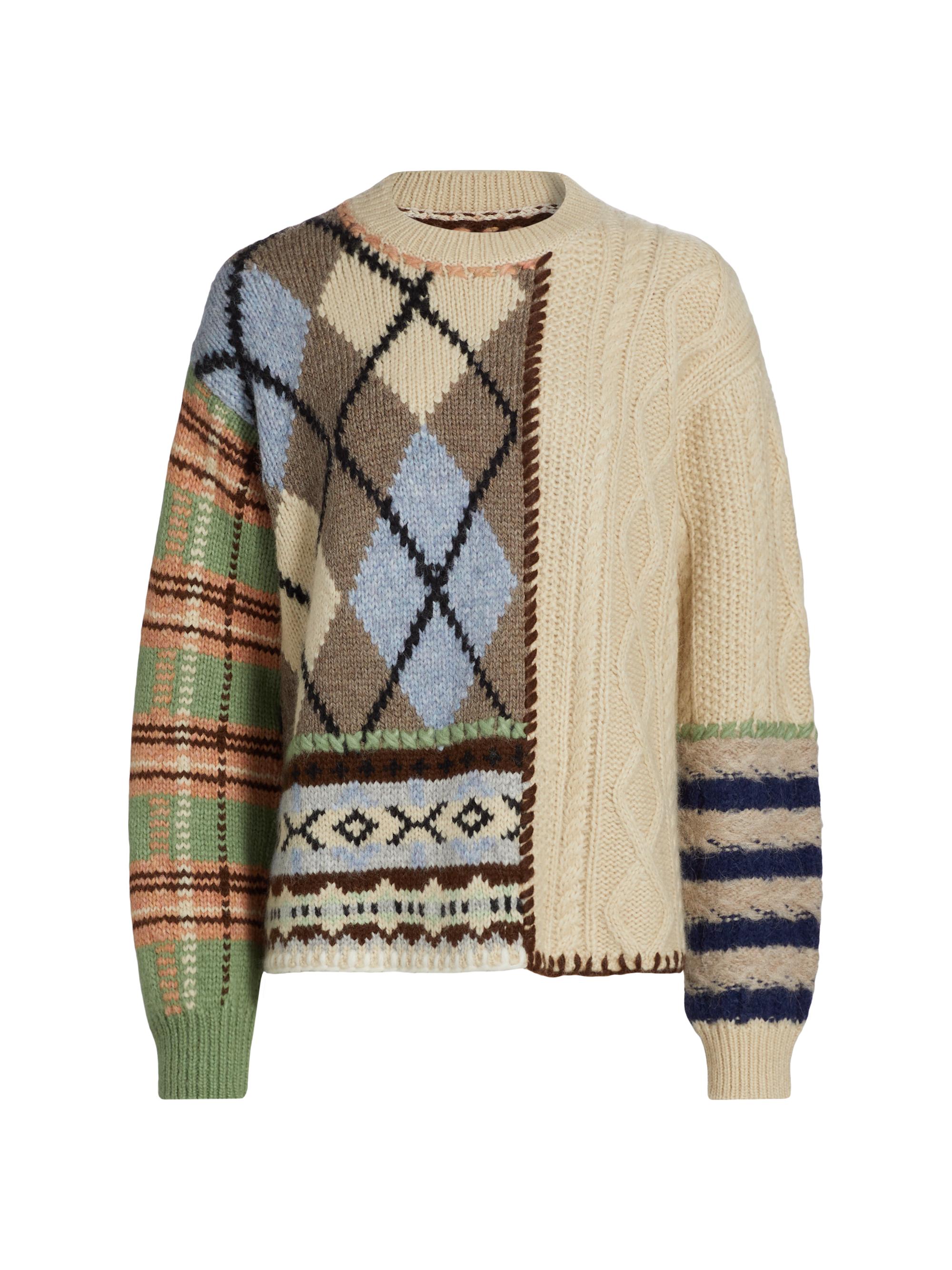 Lingua Franca Women's Hutton Patchwork Crewneck Sweater -  Patchwork