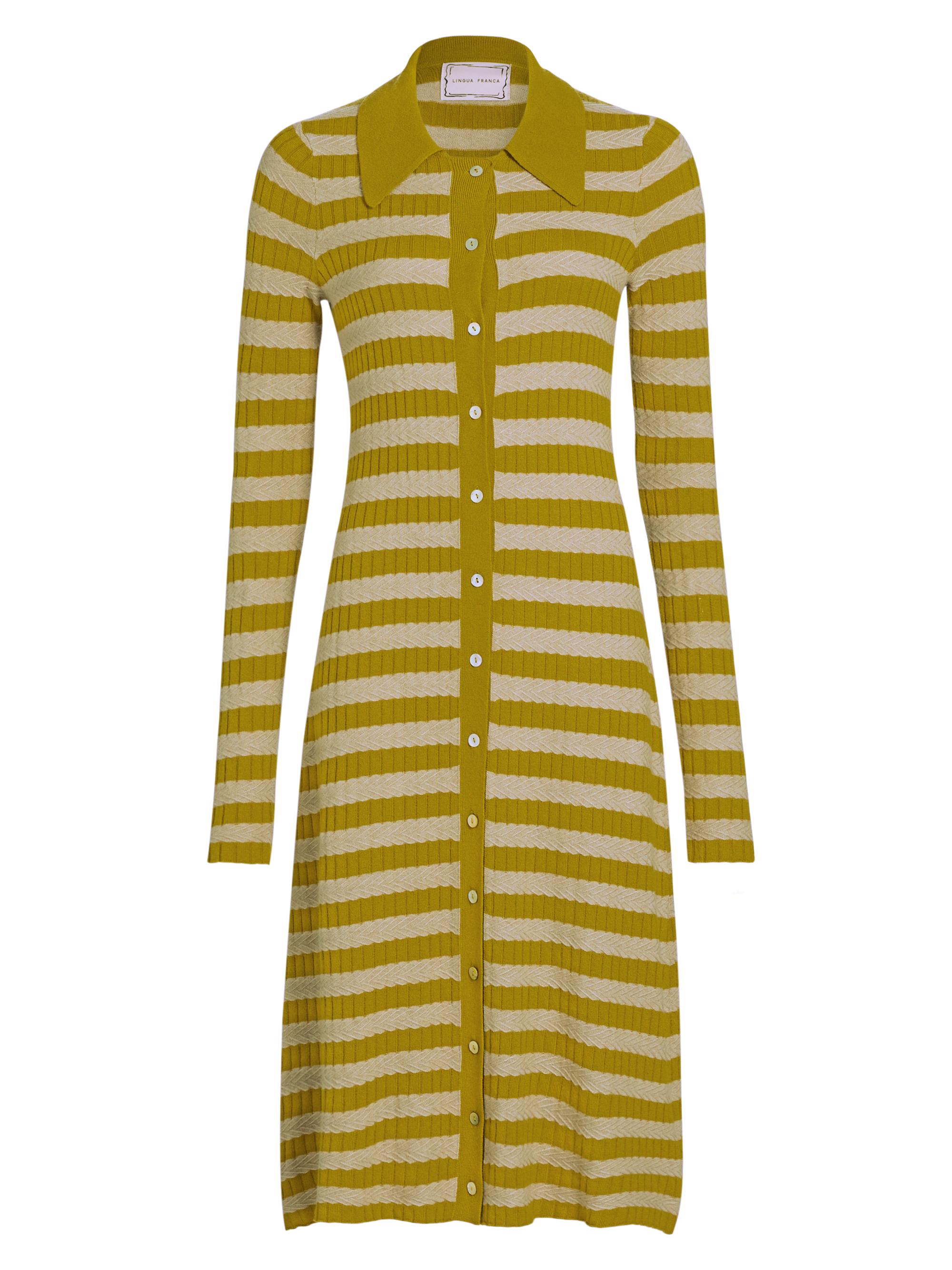 Lingua Franca Women's Morrissey Striped Knit Shirtdress - Olive Oil